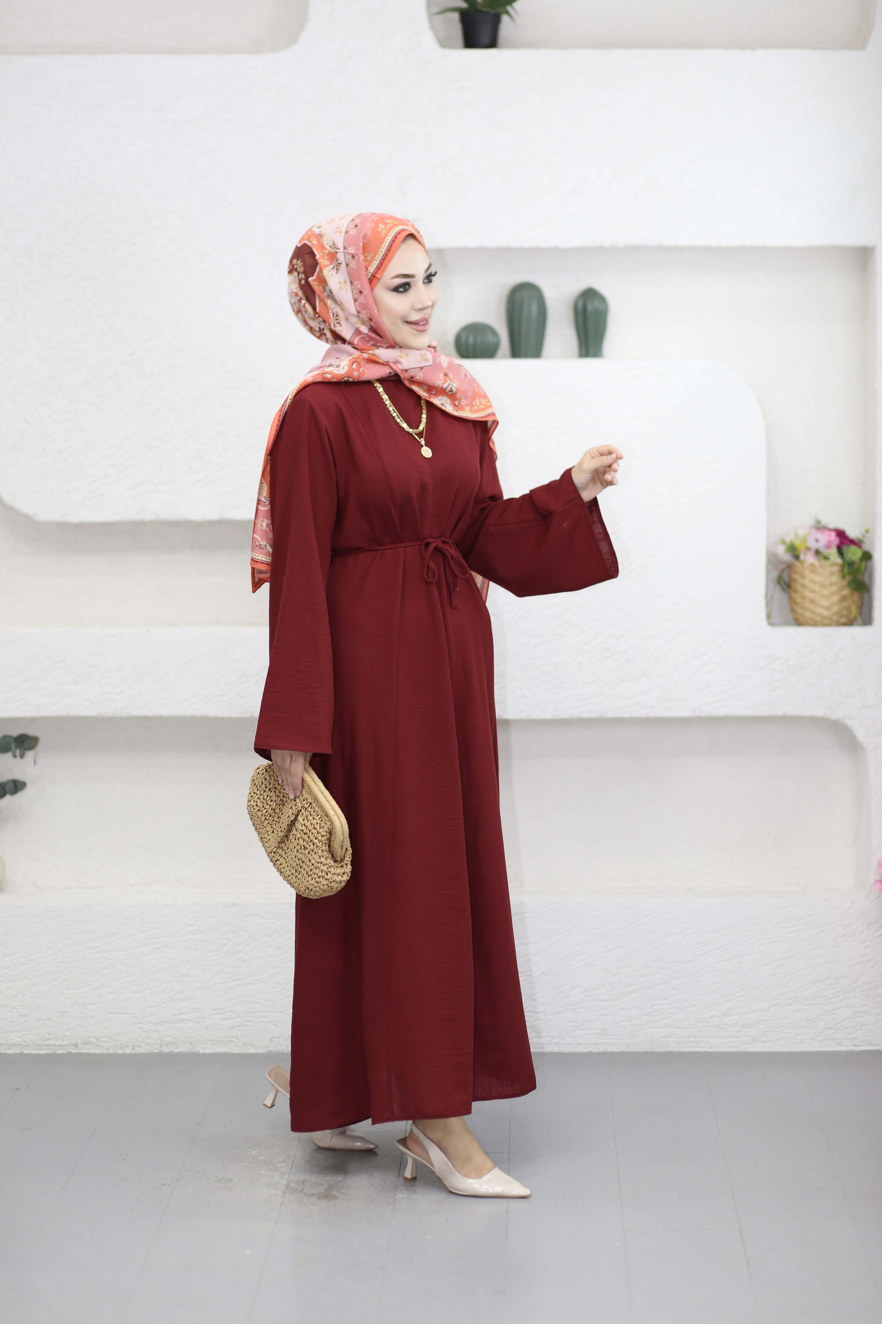 Asude Elbise Bordo 8506