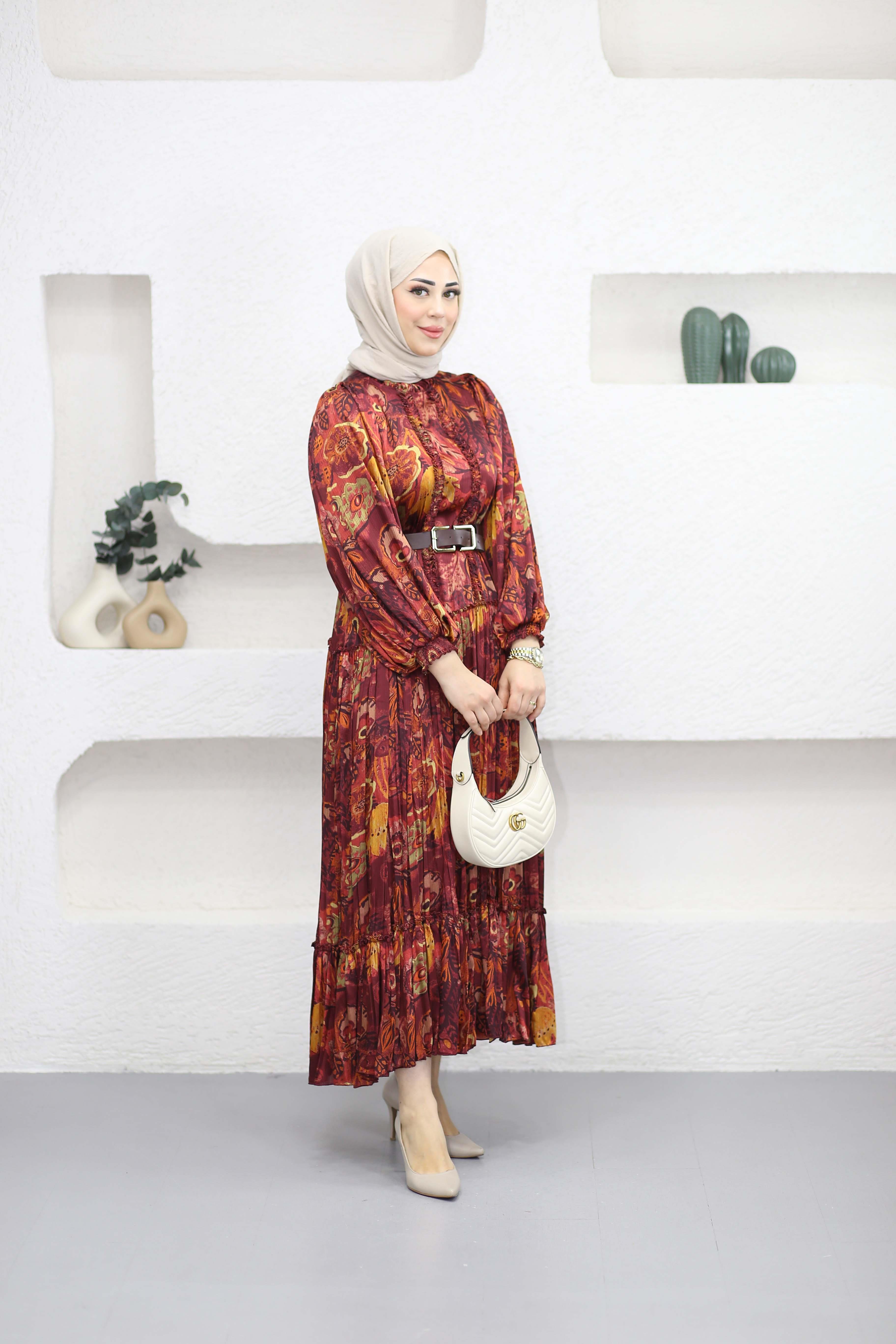 Vintage Elbise Bordo 1243