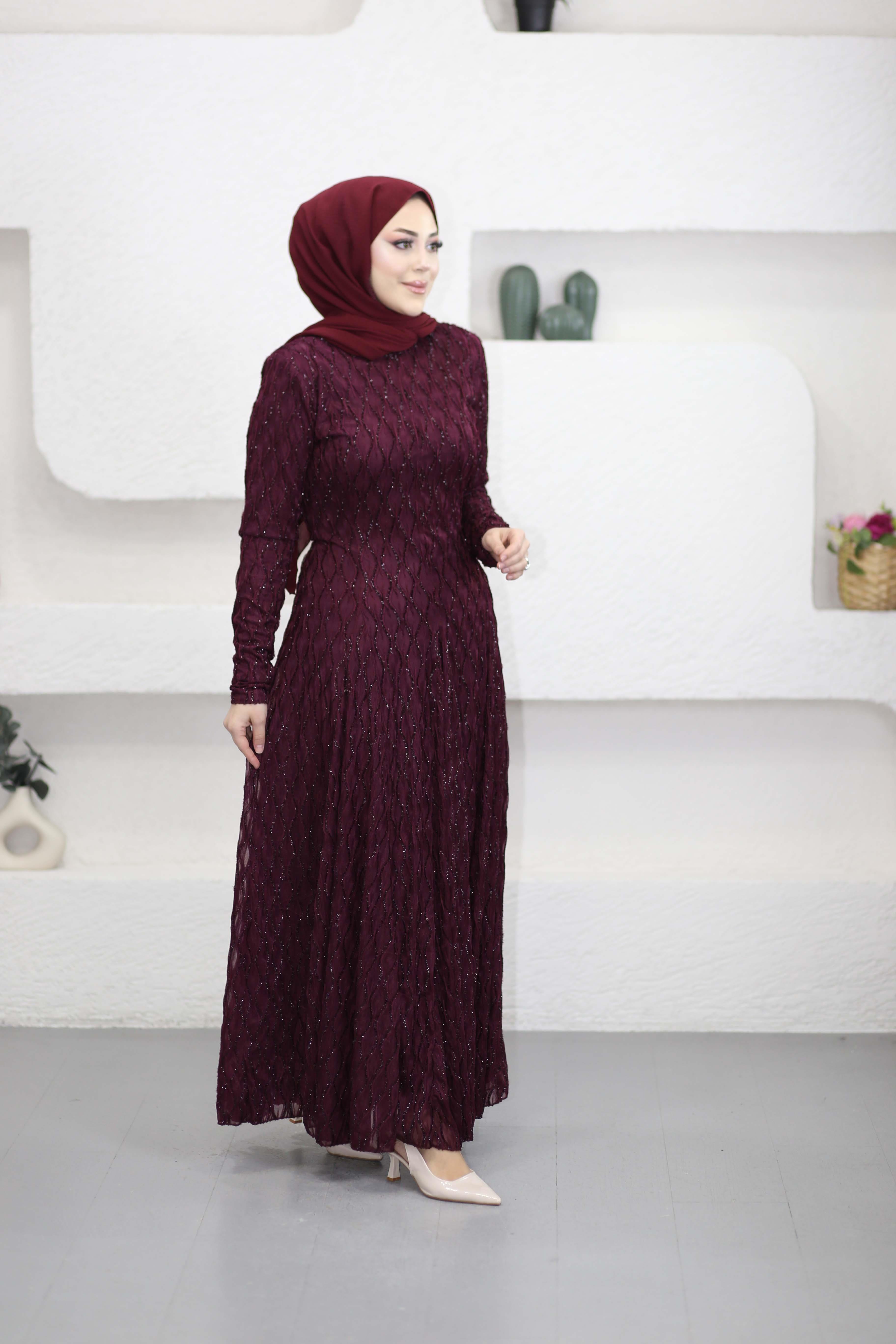 Yeşim Elbise Bordo 6562