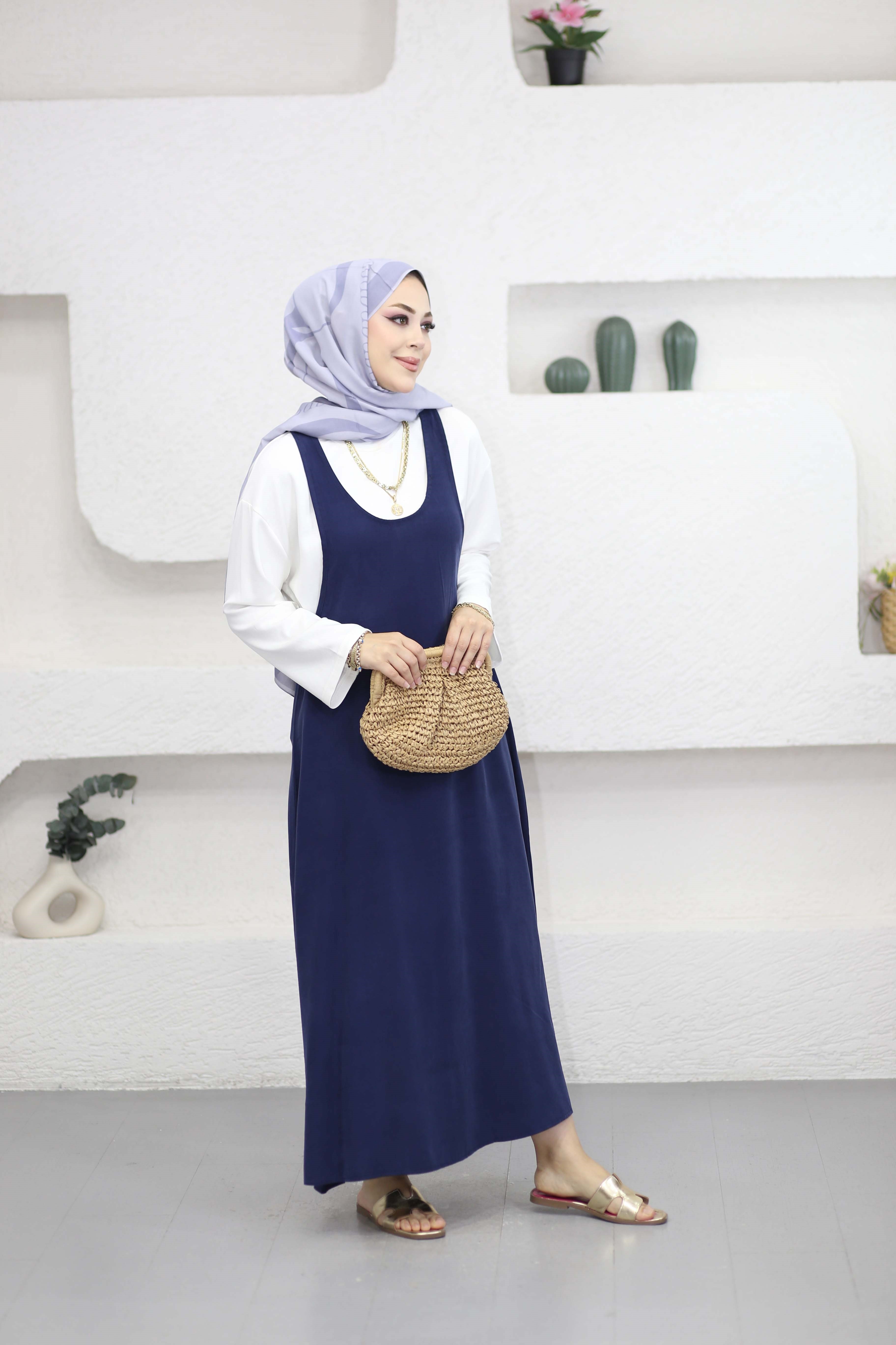 Basıc Elbise Lacivert 9092