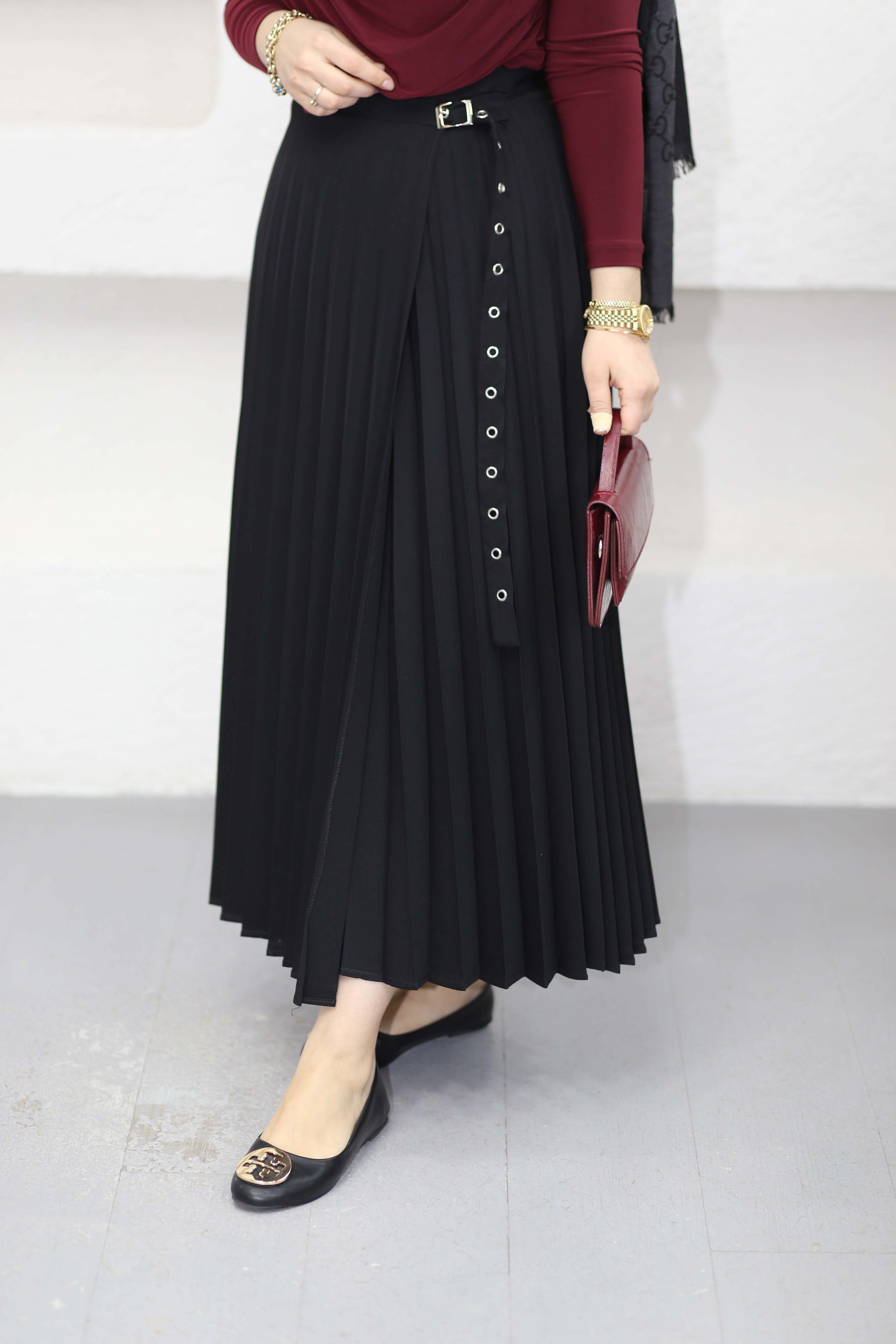 Anvelog Detaylı Etek Siyah 9549