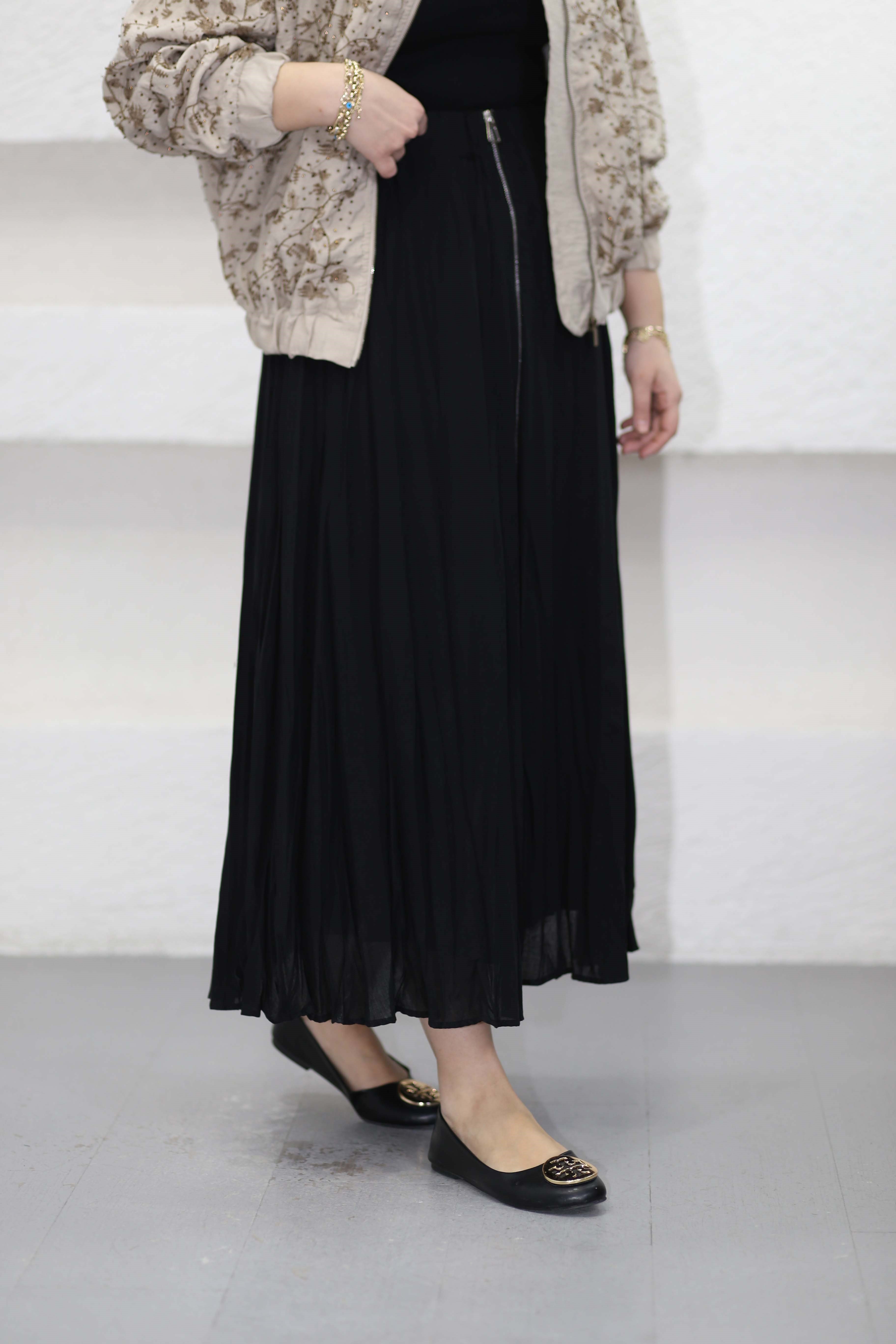 Fermuarlı Vual Etek Siyah 5006