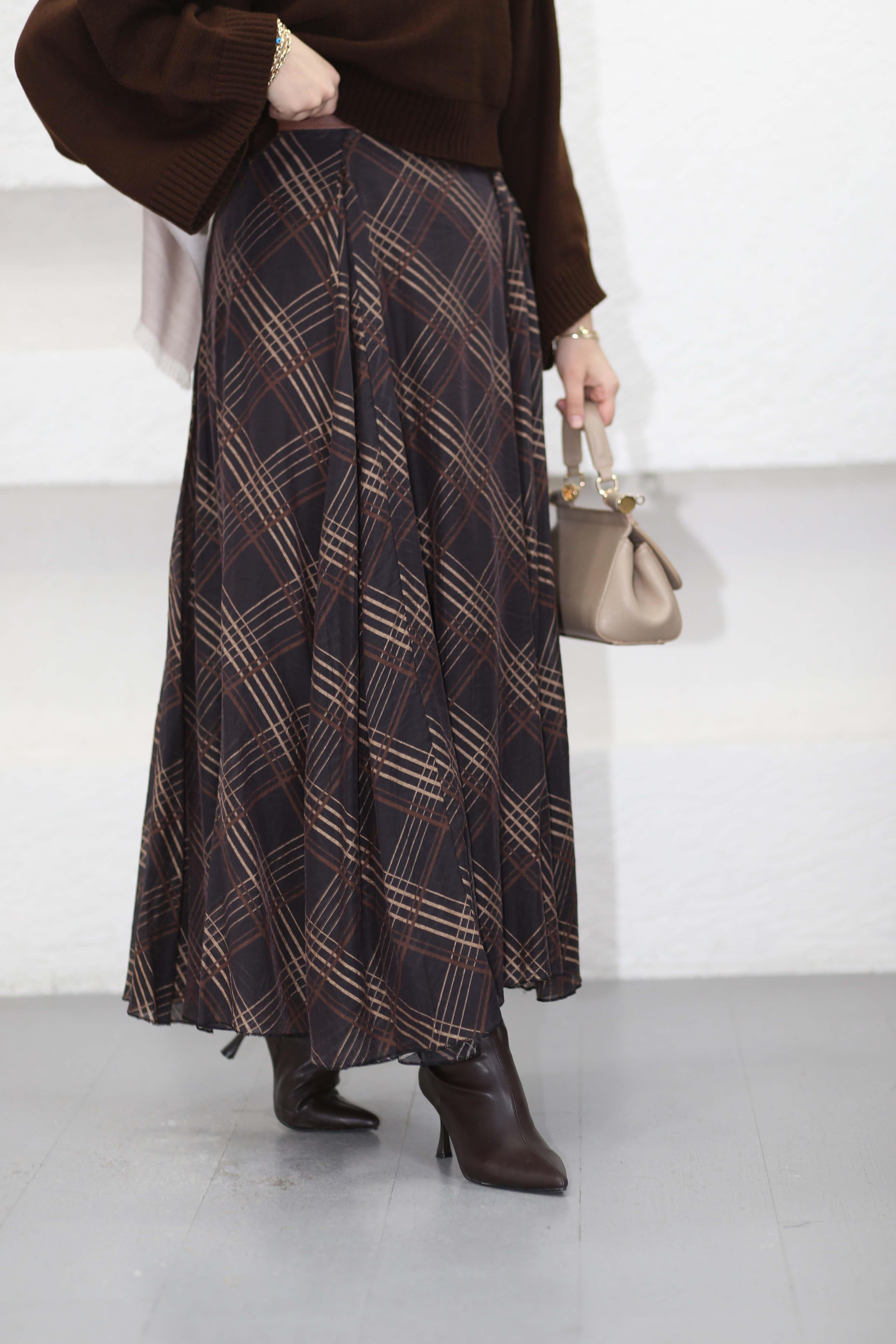 Merve Pile Etek Kahverengi 634