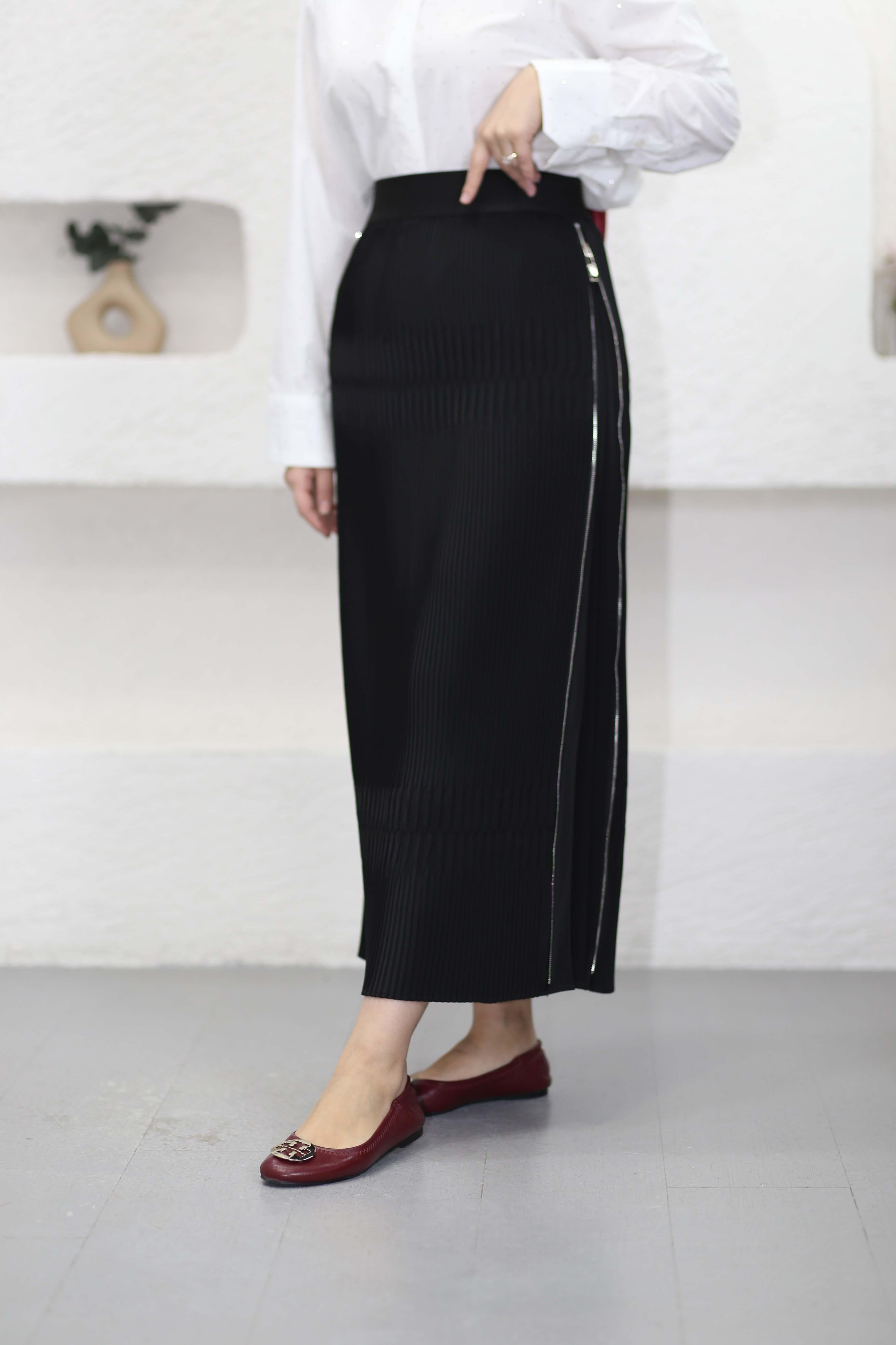 Fermuar Detaylı Etek Siyah 1452