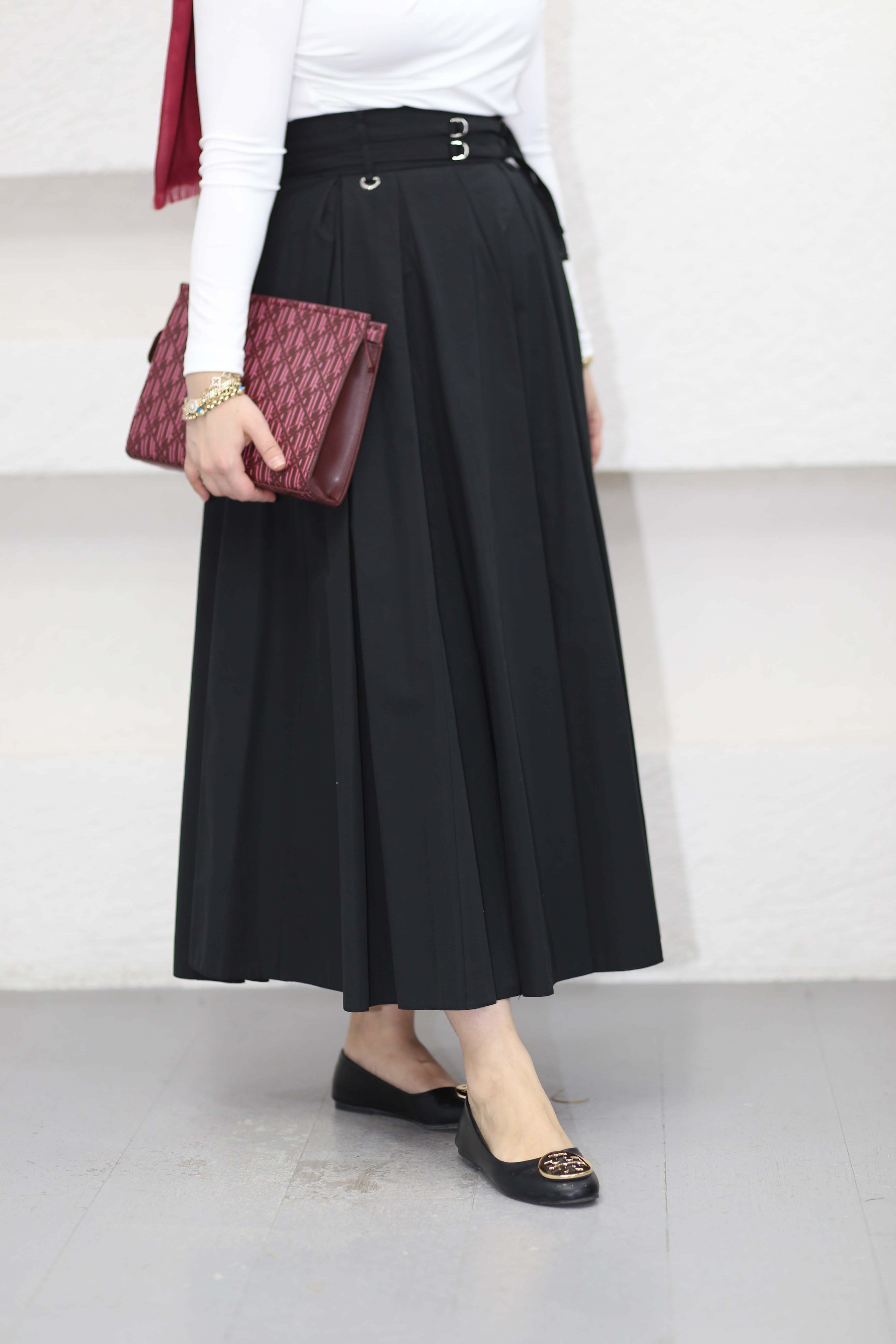 Çift Kemerli Etek Siyah 1030