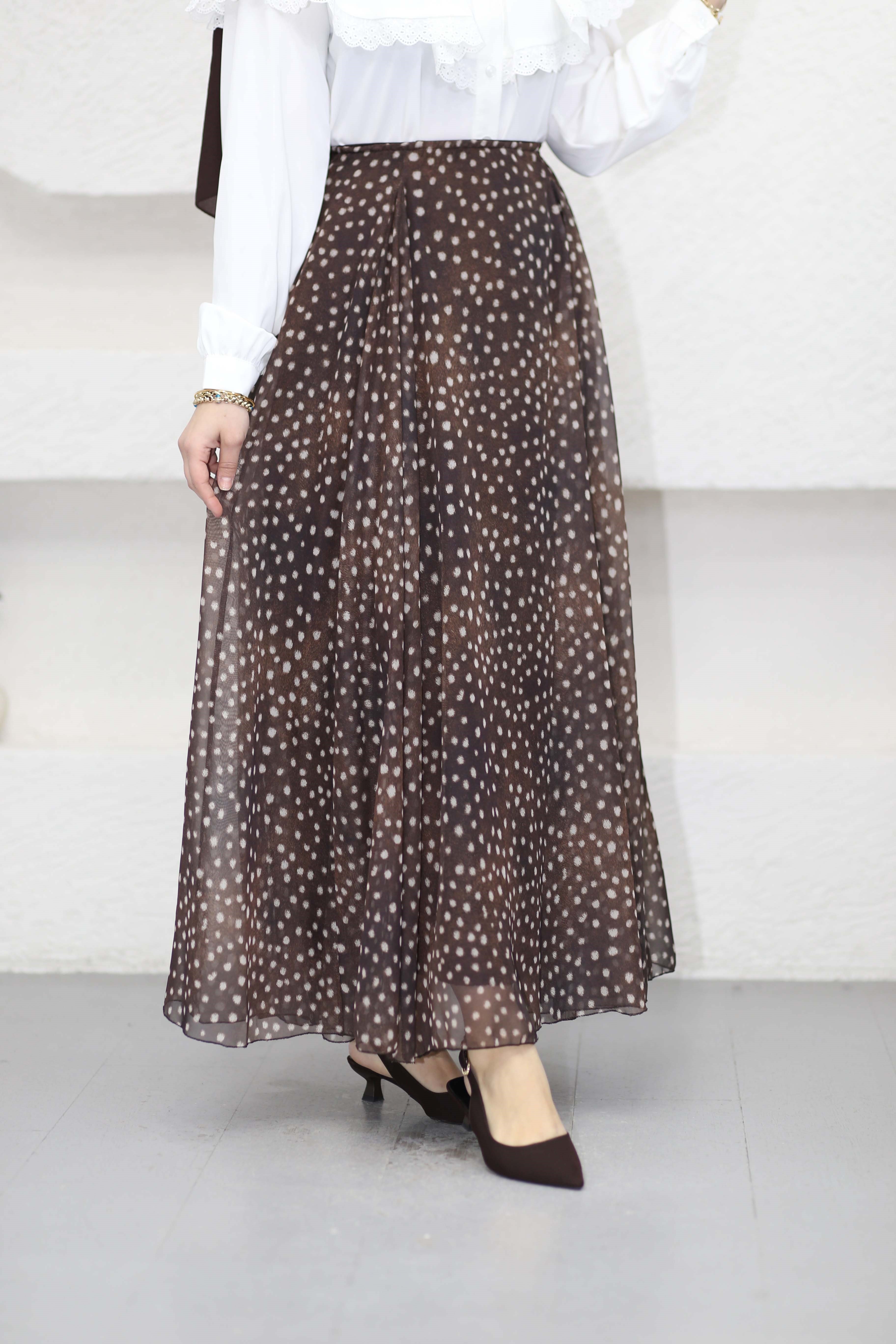 Şifon Punatiye Etek Kahverengi 1121