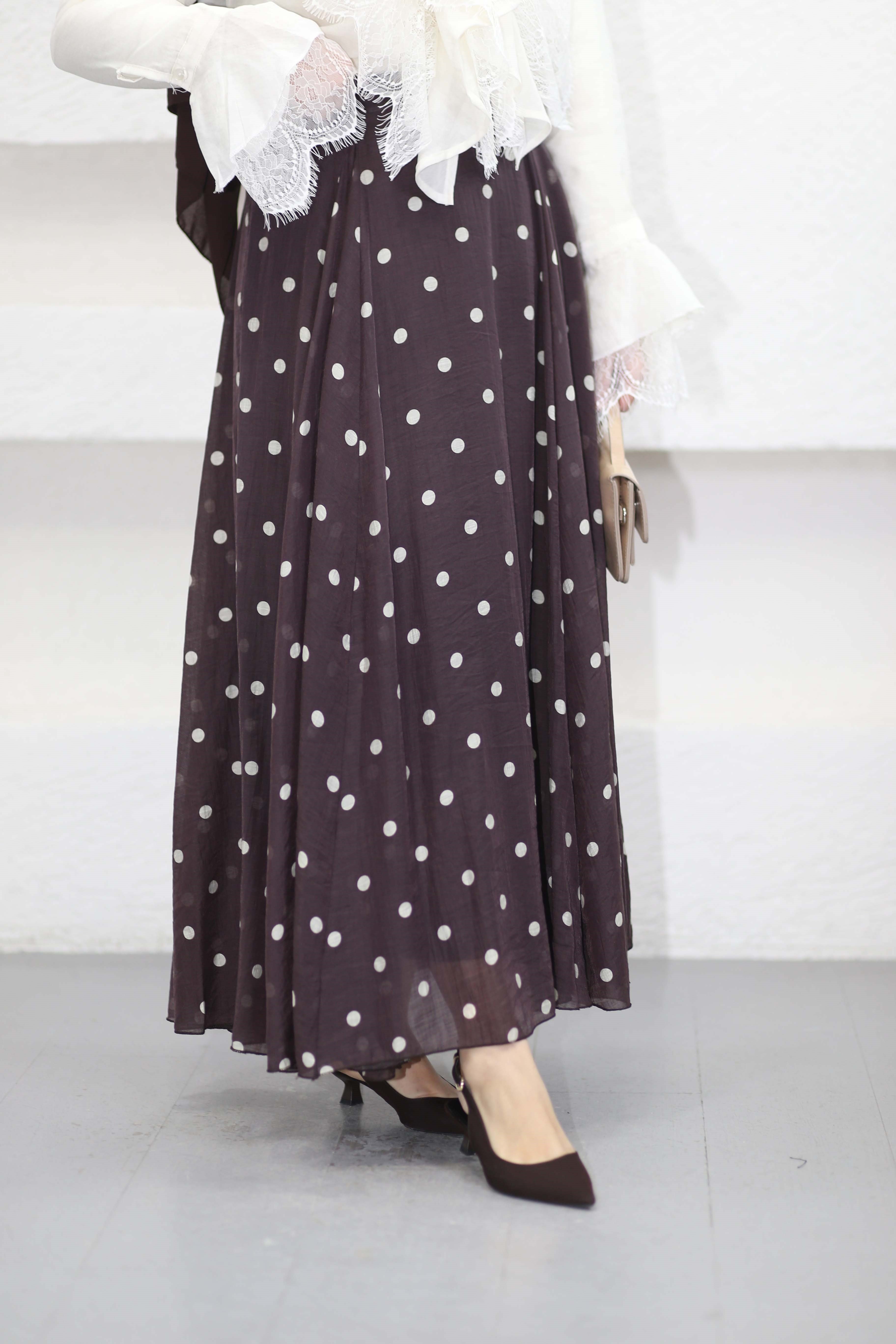 Puantiyeli Elis Etek Kahverengi 1116