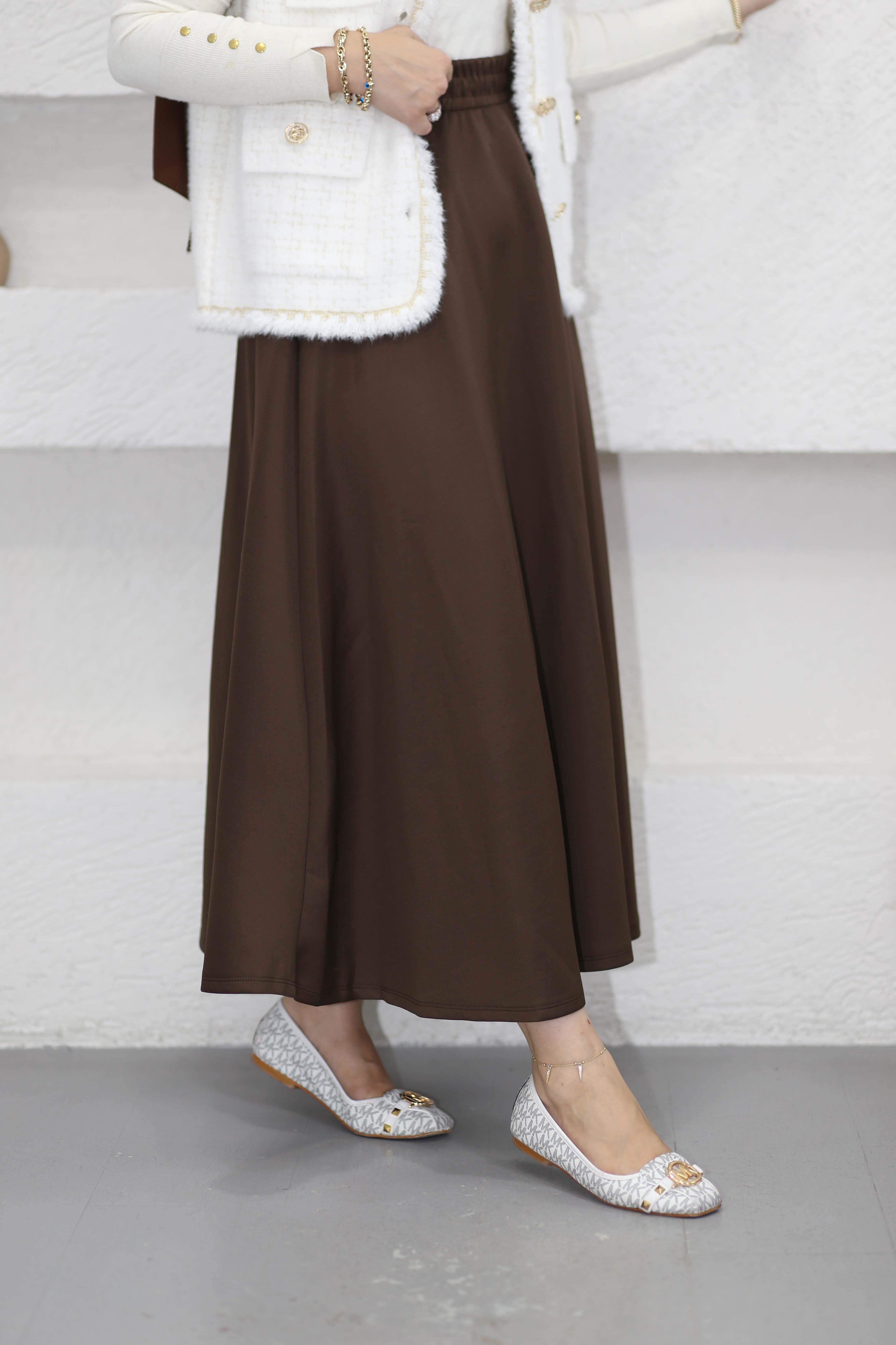 Beli Lastikli Scuba Etek Kahverengi 27002