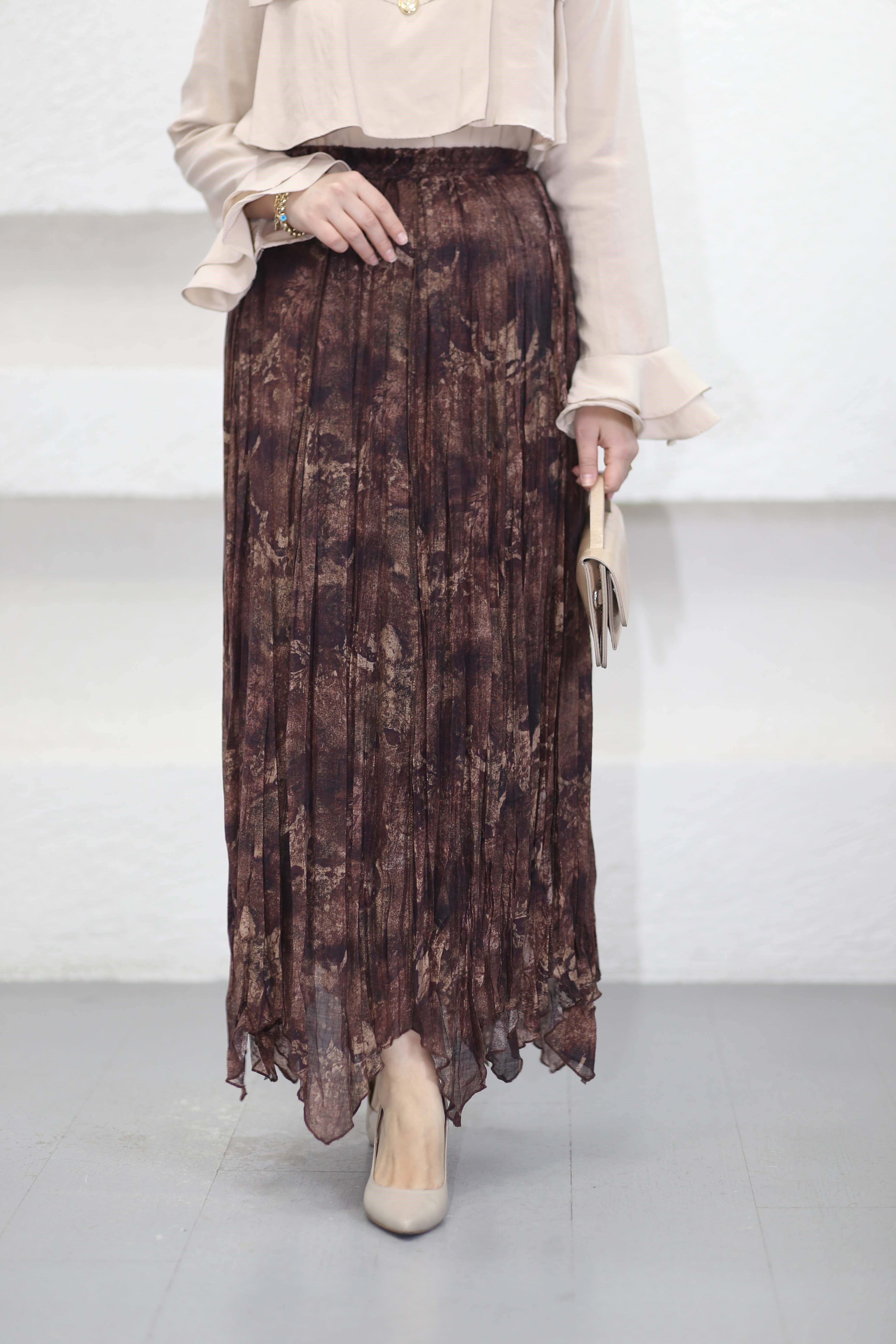 Efnan Desenli Etek Mürdüm 019