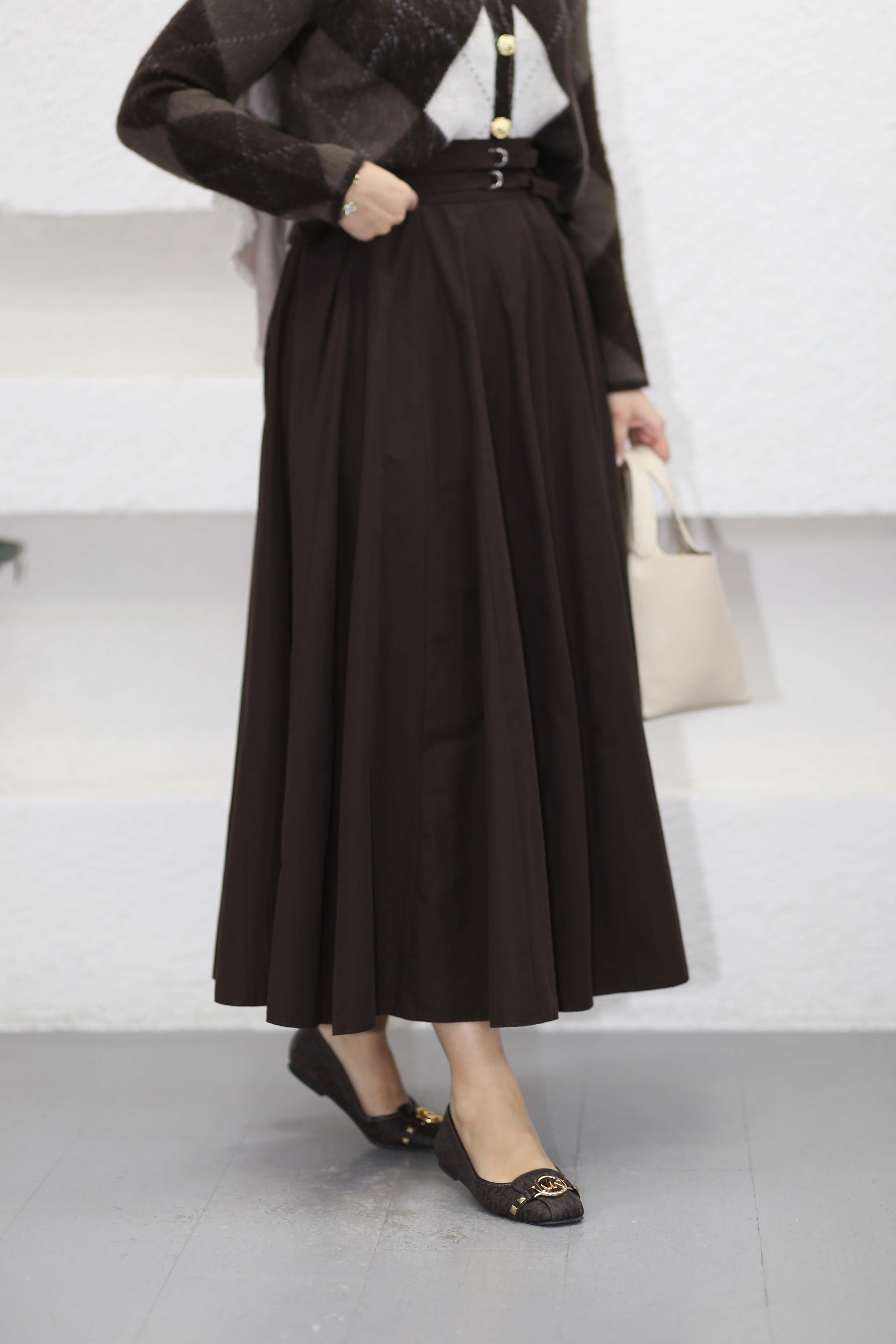 Çift Kemerli Etek Kahverengi 1030