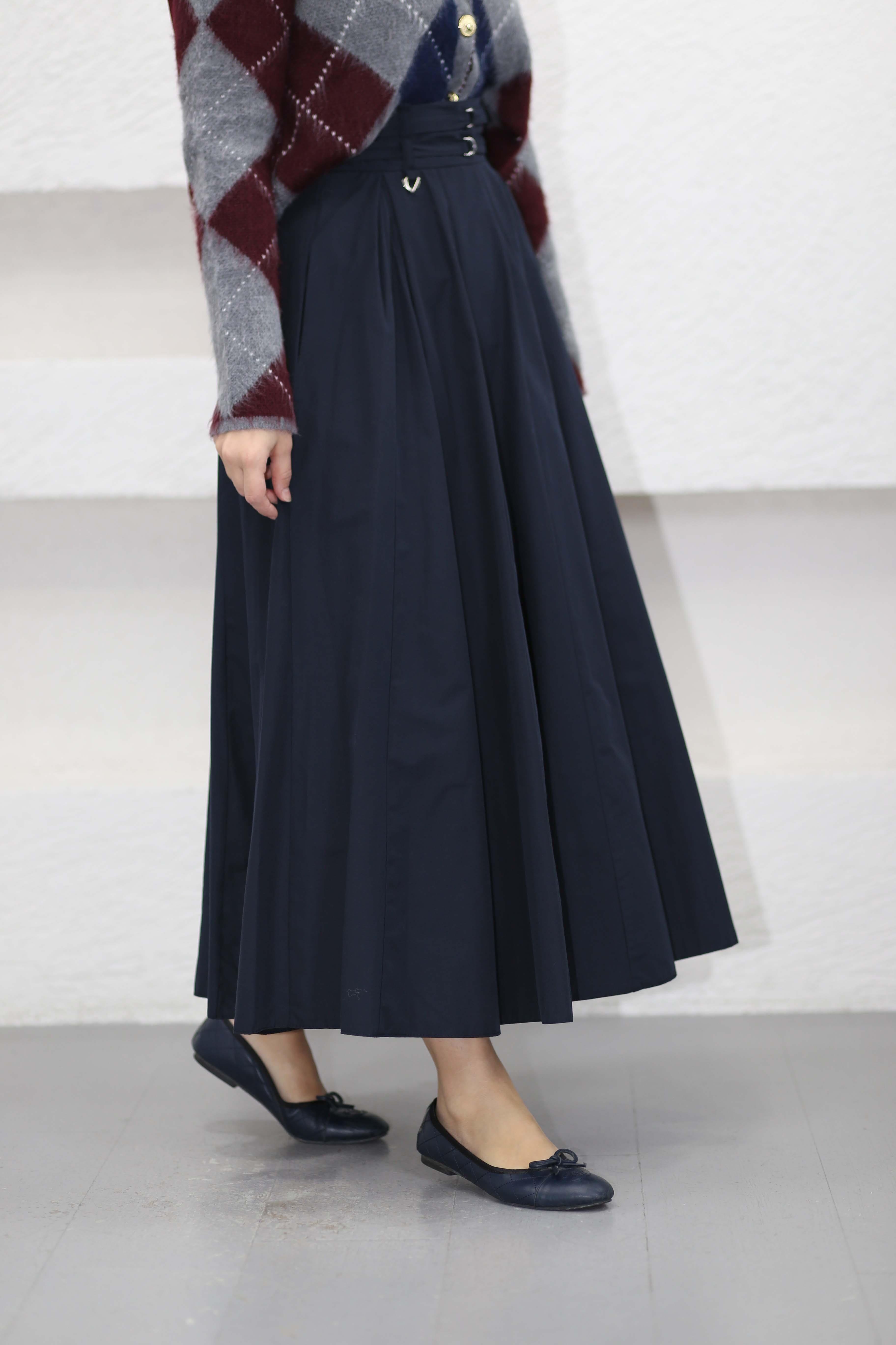 Çift Kemerli Etek Lacivert 1030