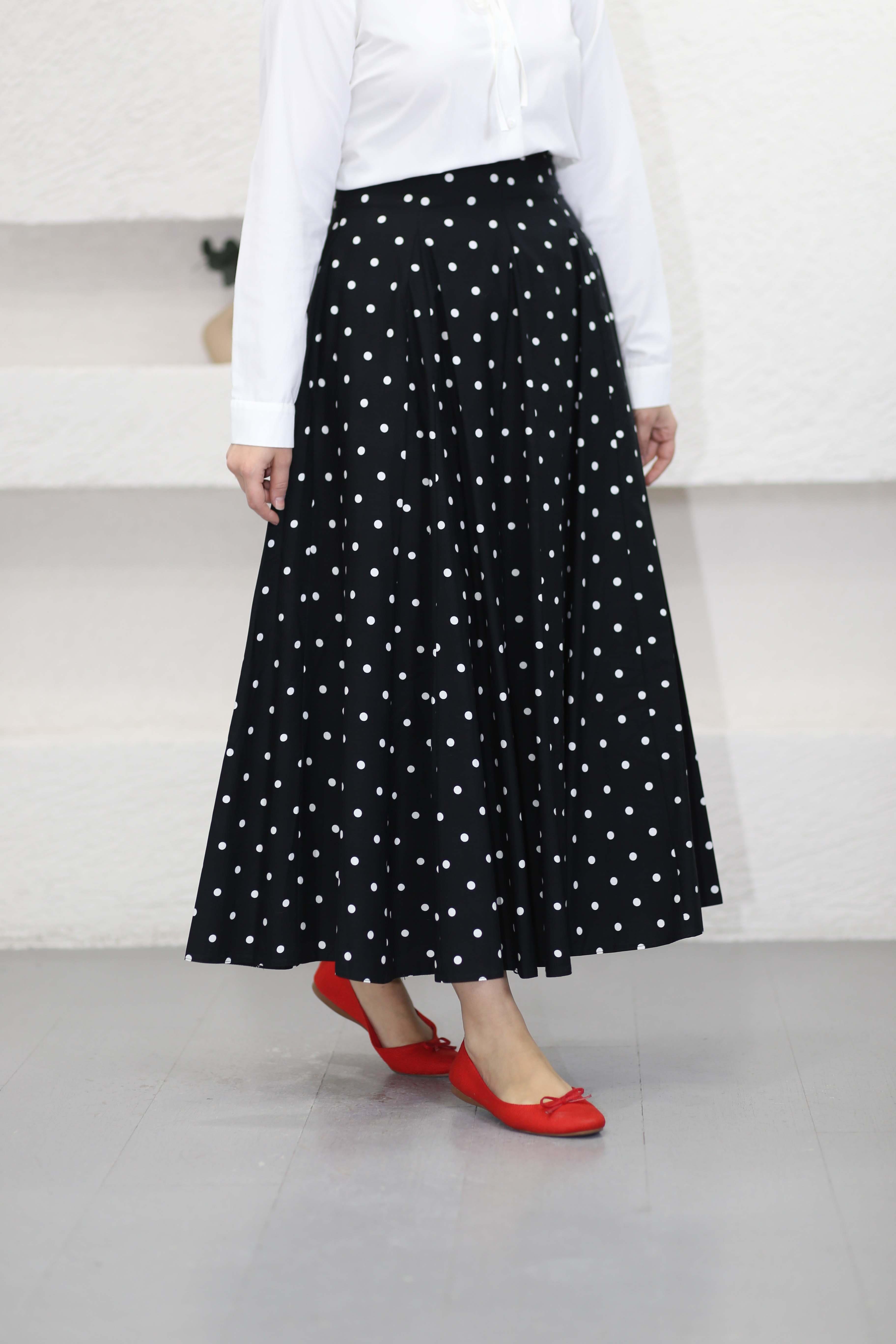 Puantiyeli Etek Siyah 4414