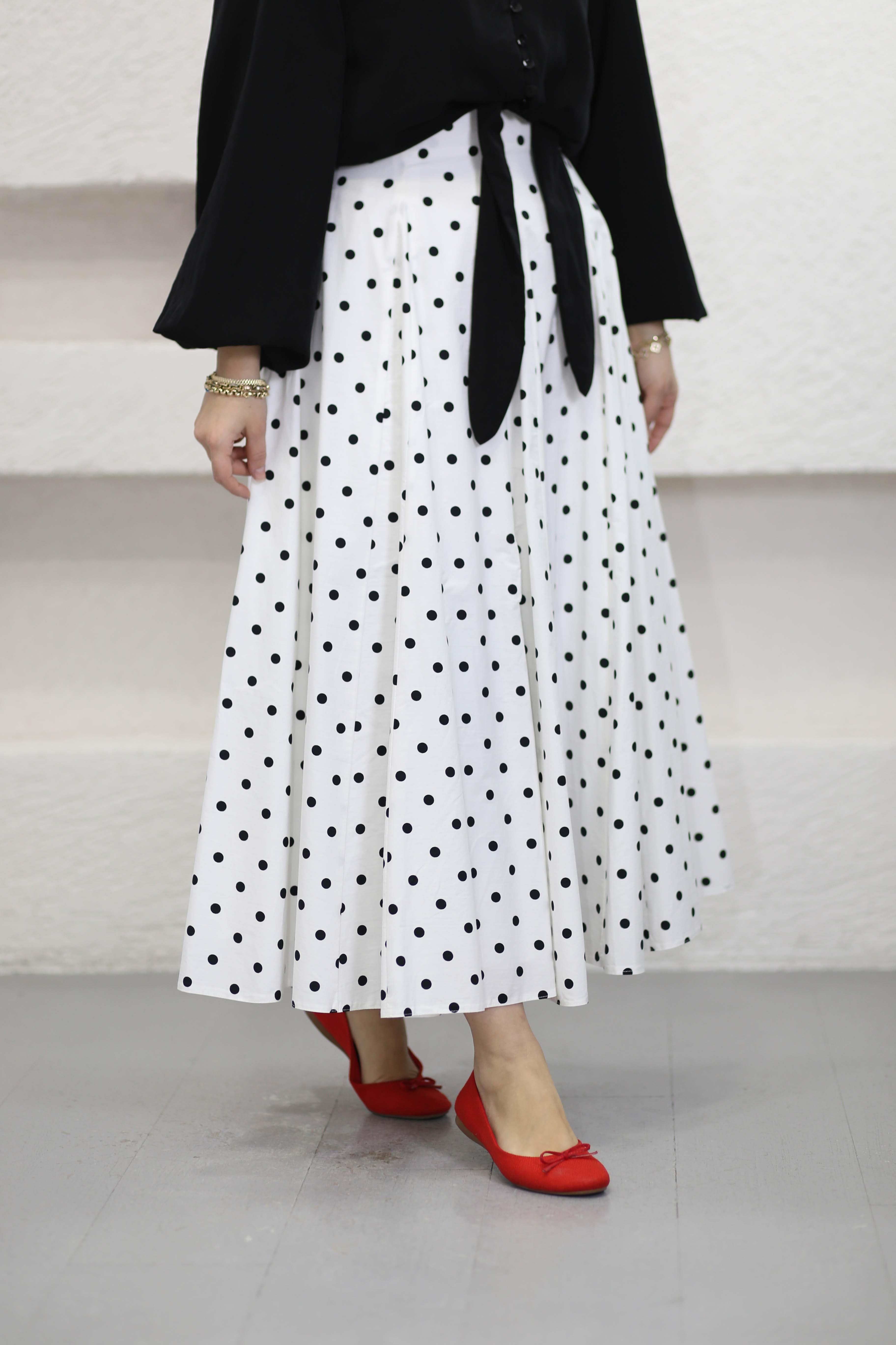 Puantiyeli Etek Beyaz 4414