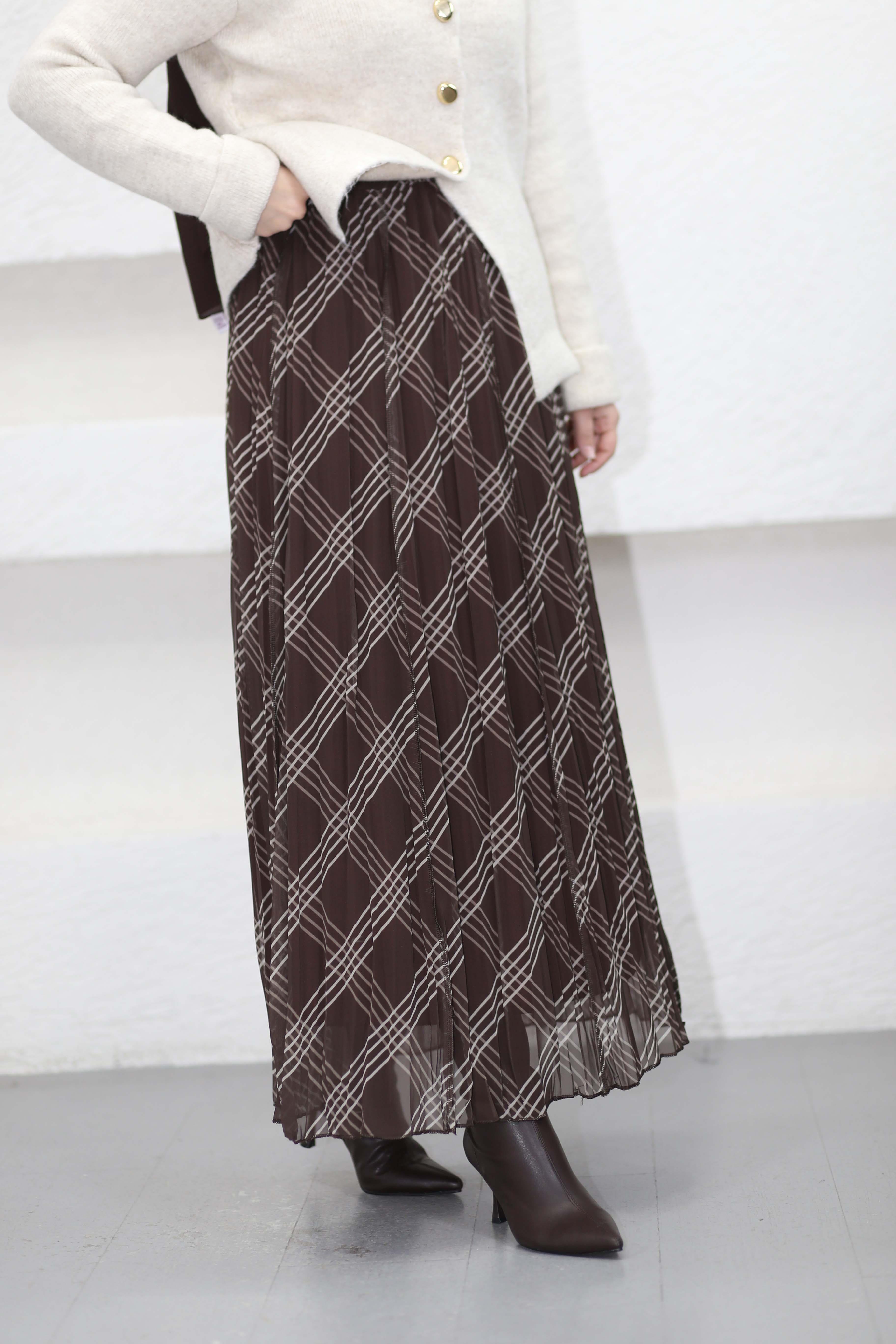 Pilise Ekose Etek Kahverengi 2293