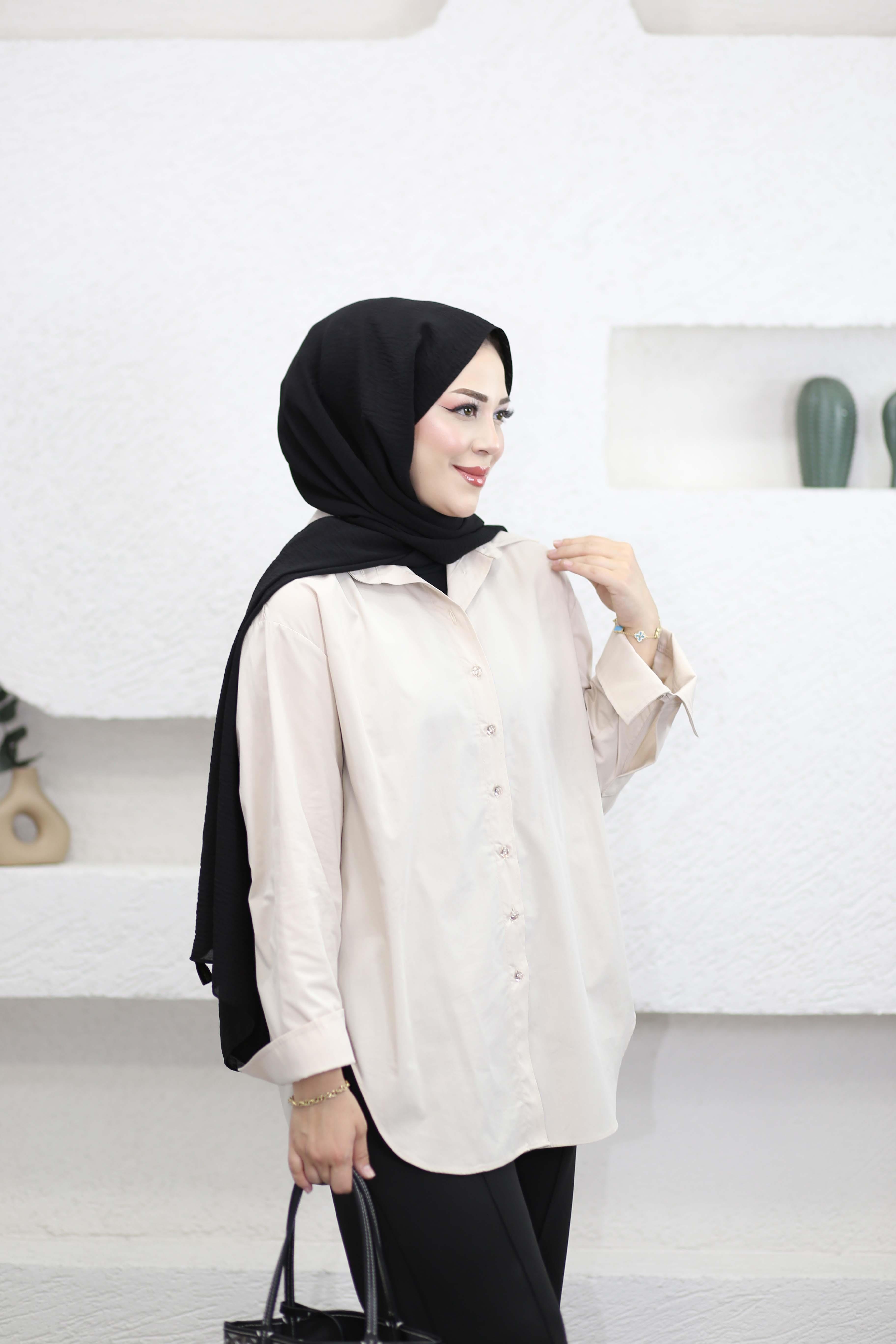 Bilye Düğmeli Gömlek Bej 51194