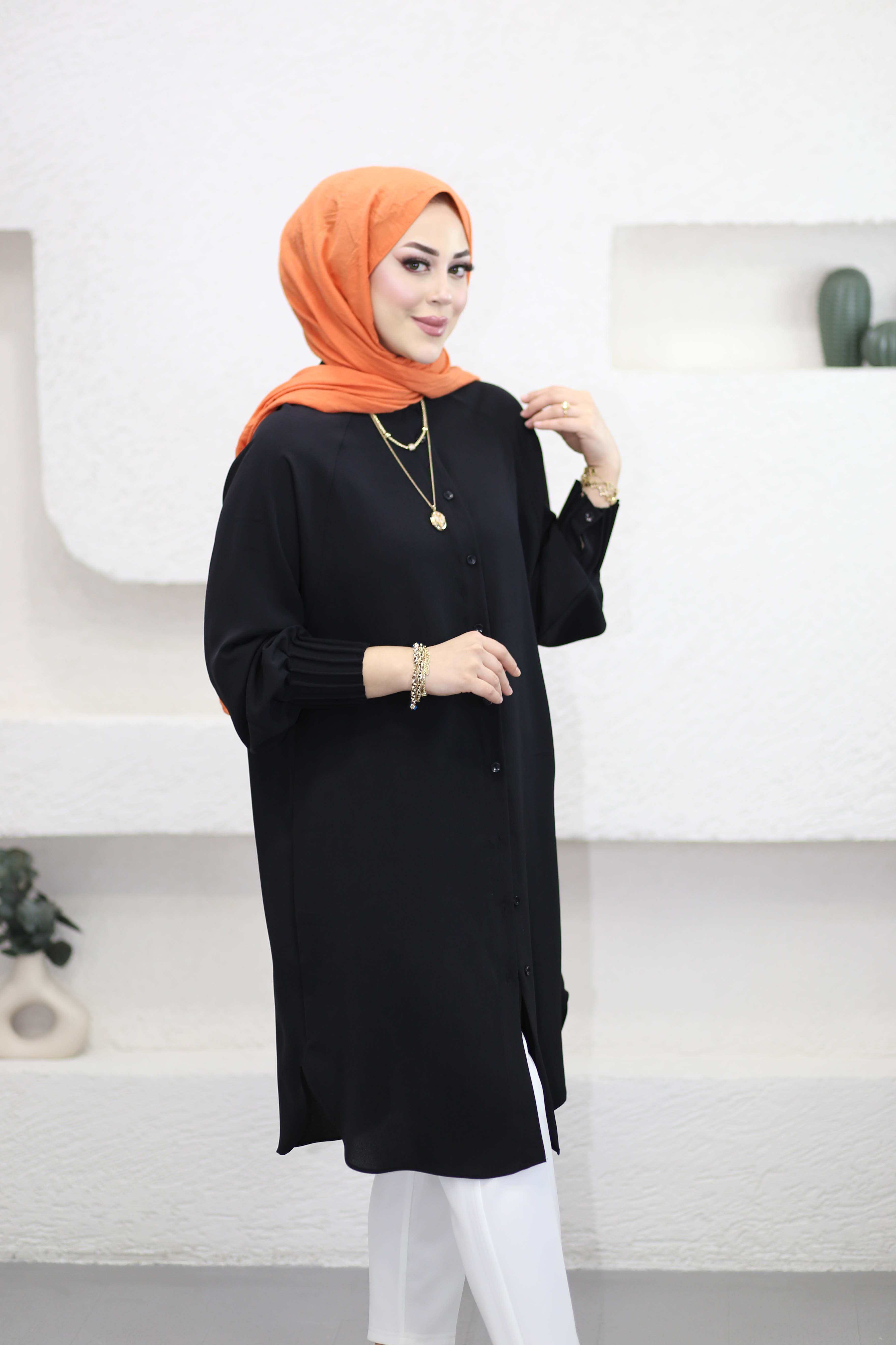 Kolları Nervüllü Tunik Siyah 1176