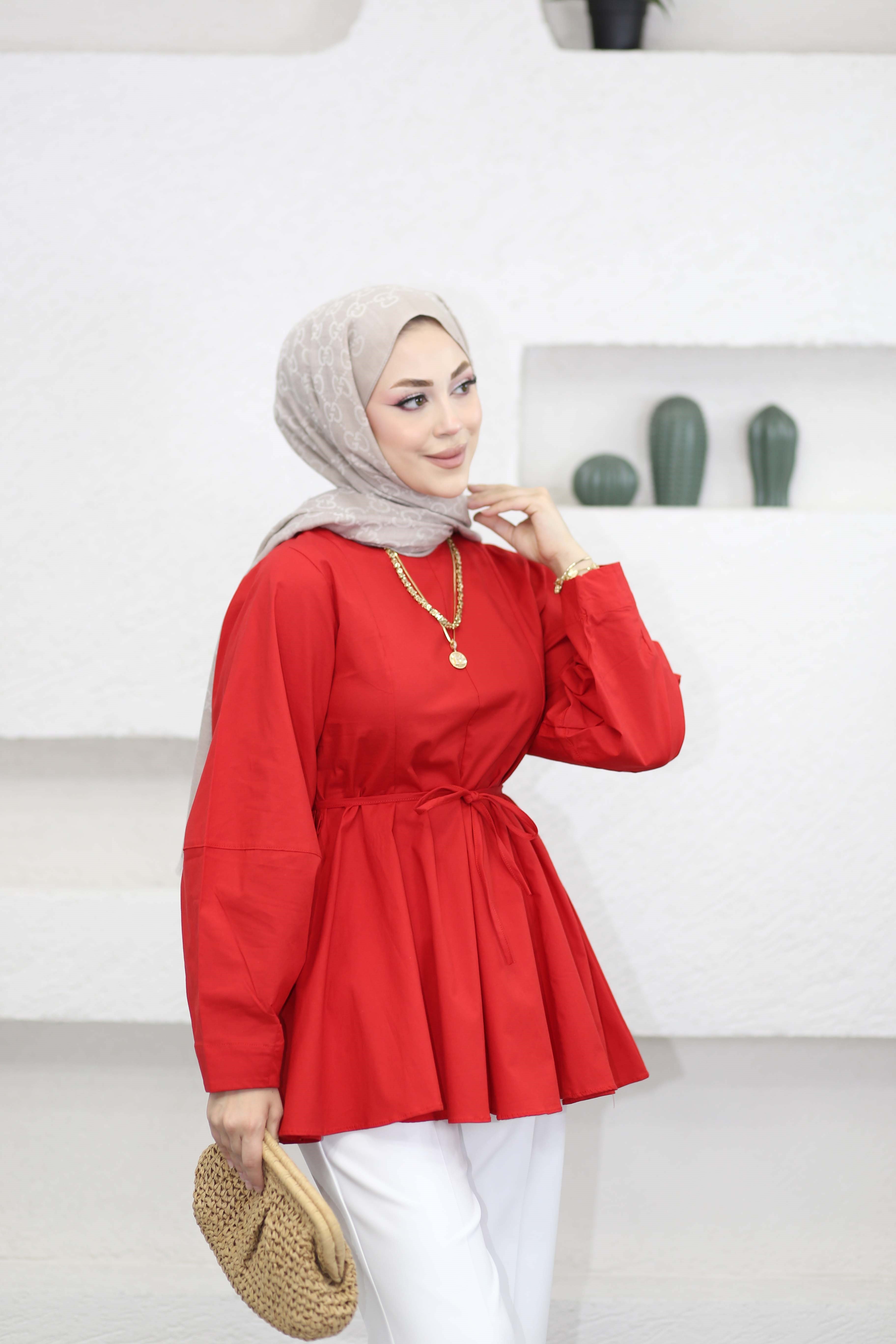 Balon Kol Tunik Kırmızı 1367