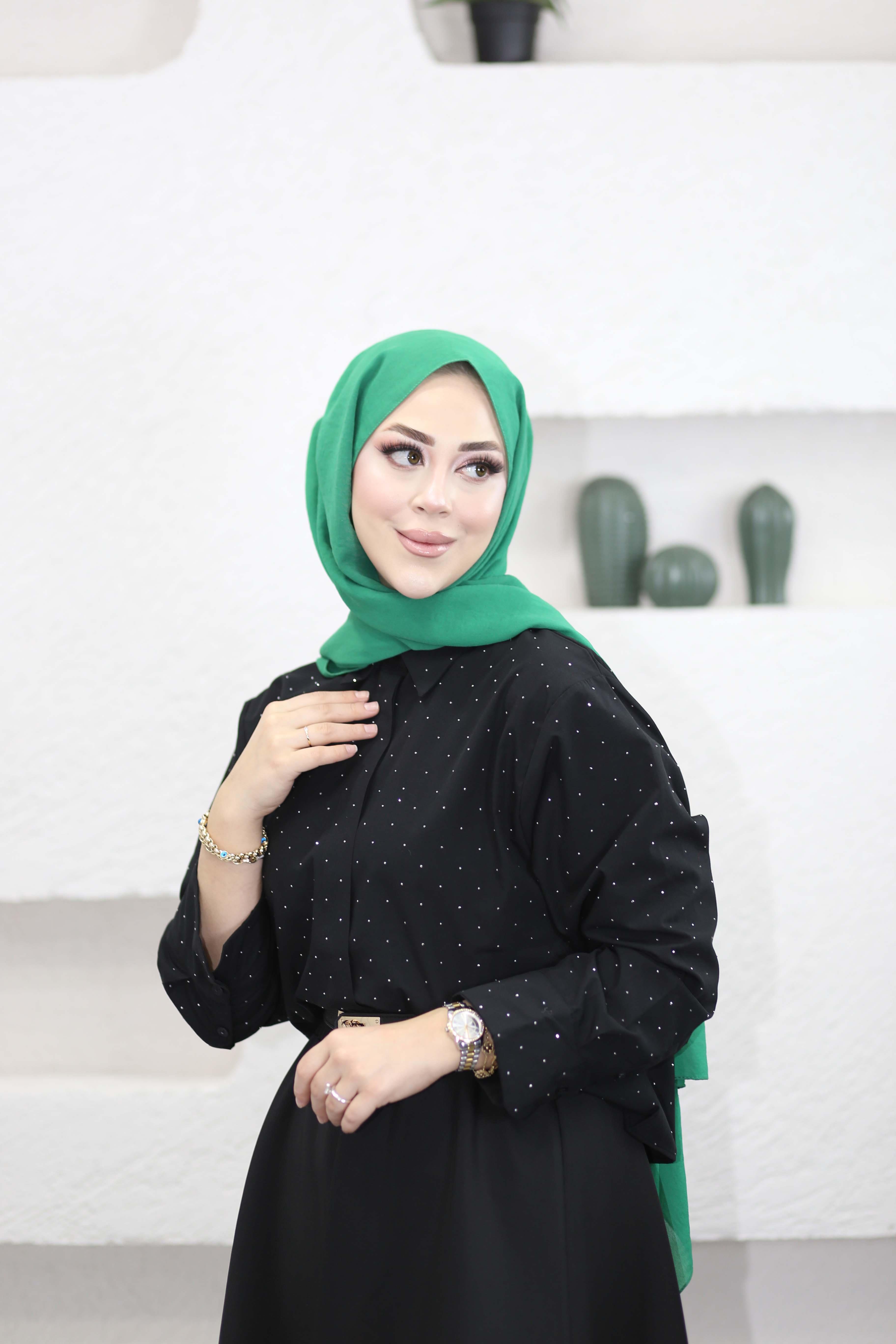 Taş İşlemeli Gömlek Siyah 25162