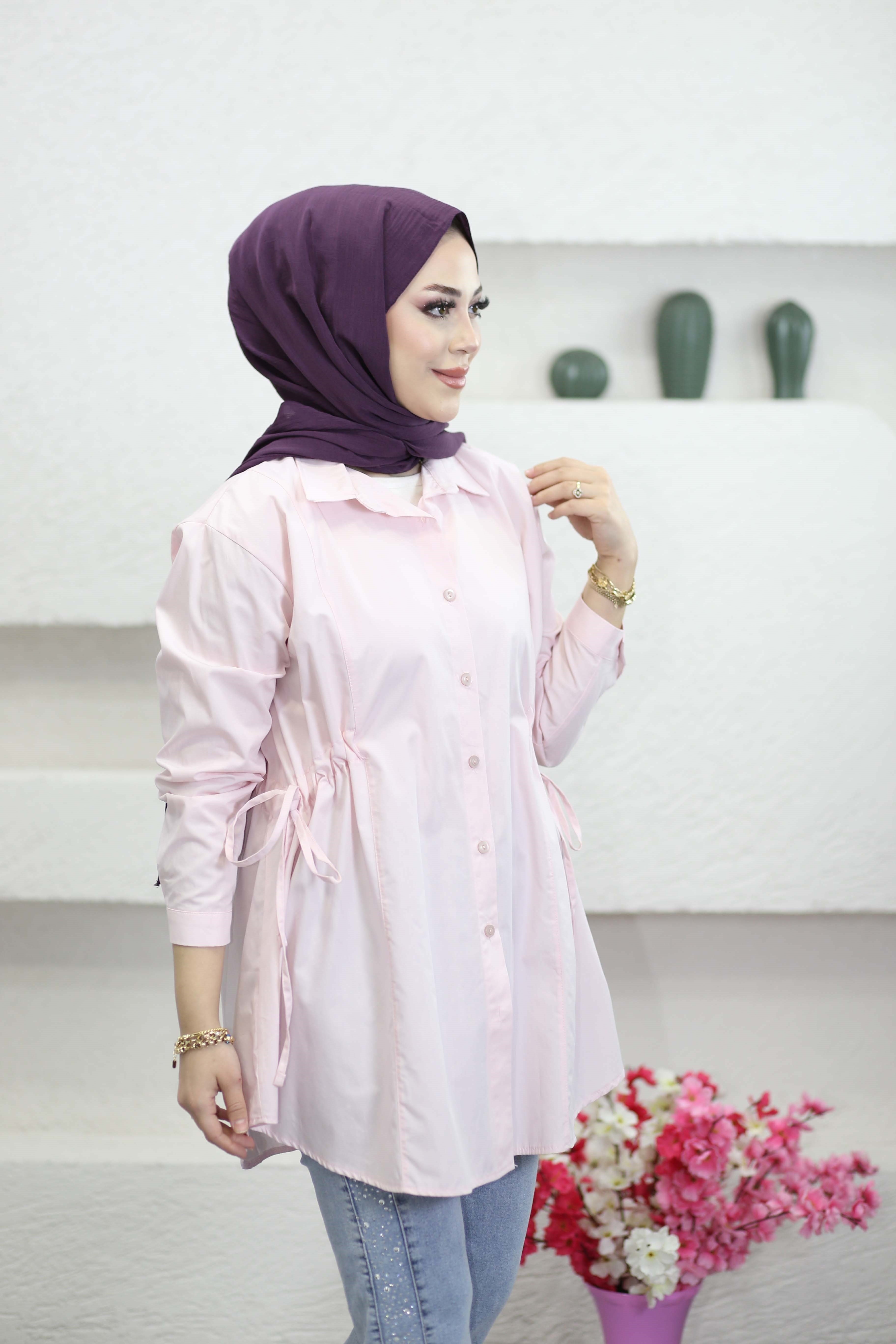 Beli Tünelli Gömlek Pembe 4673