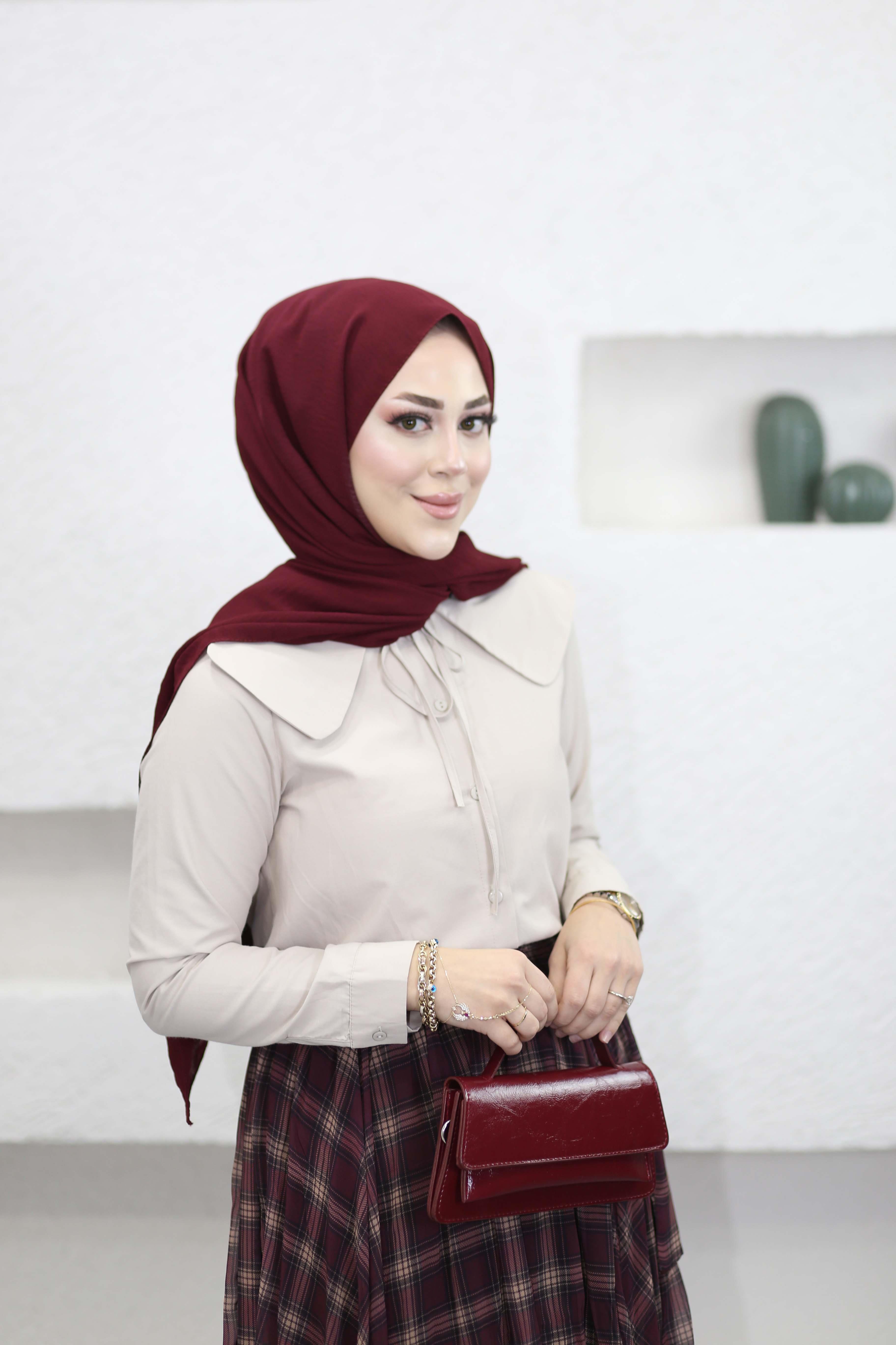 Yakası Bağlamalı Gömlek Bej 3166