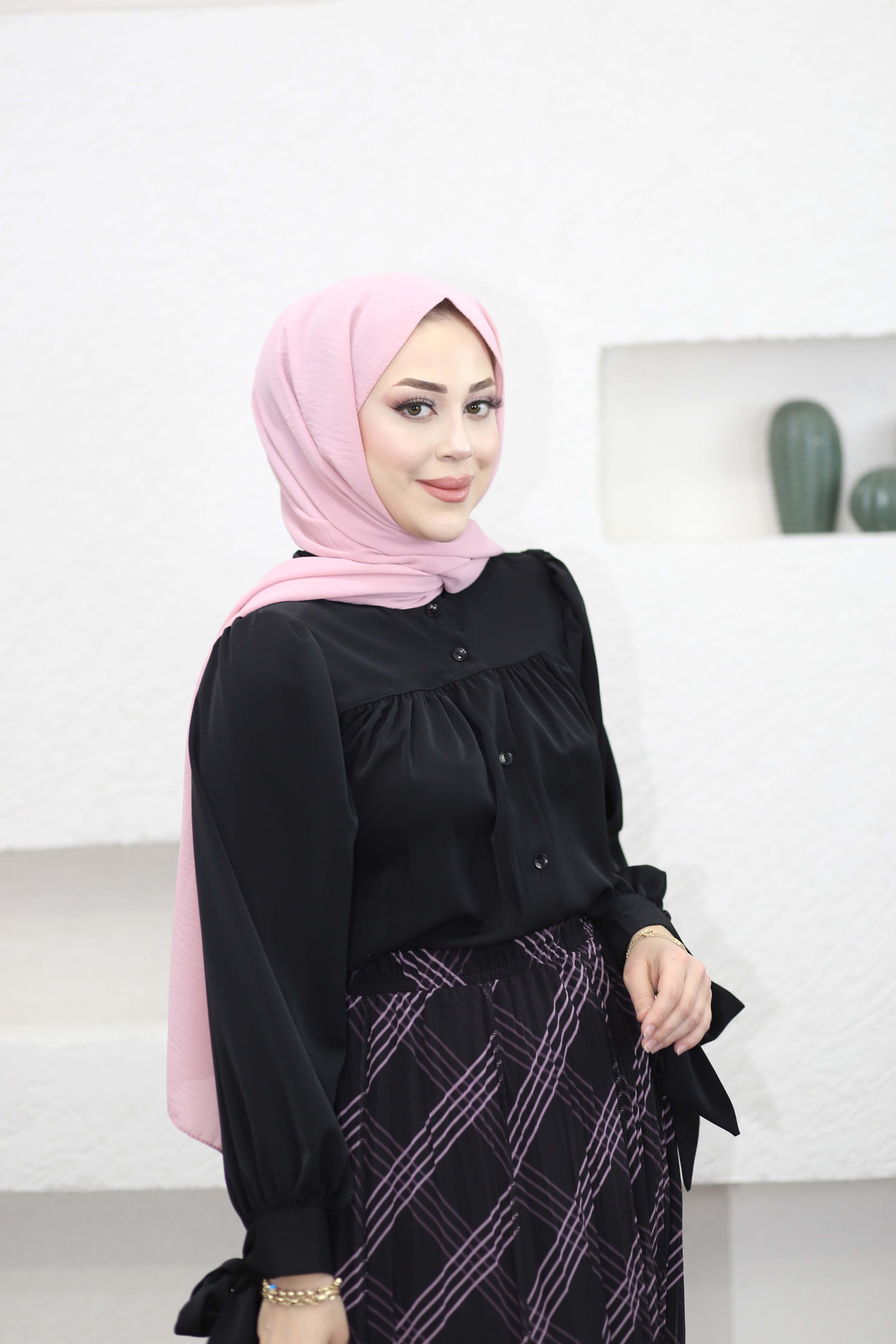 Kolu Bağlamalı Gömlek Siyah 2148