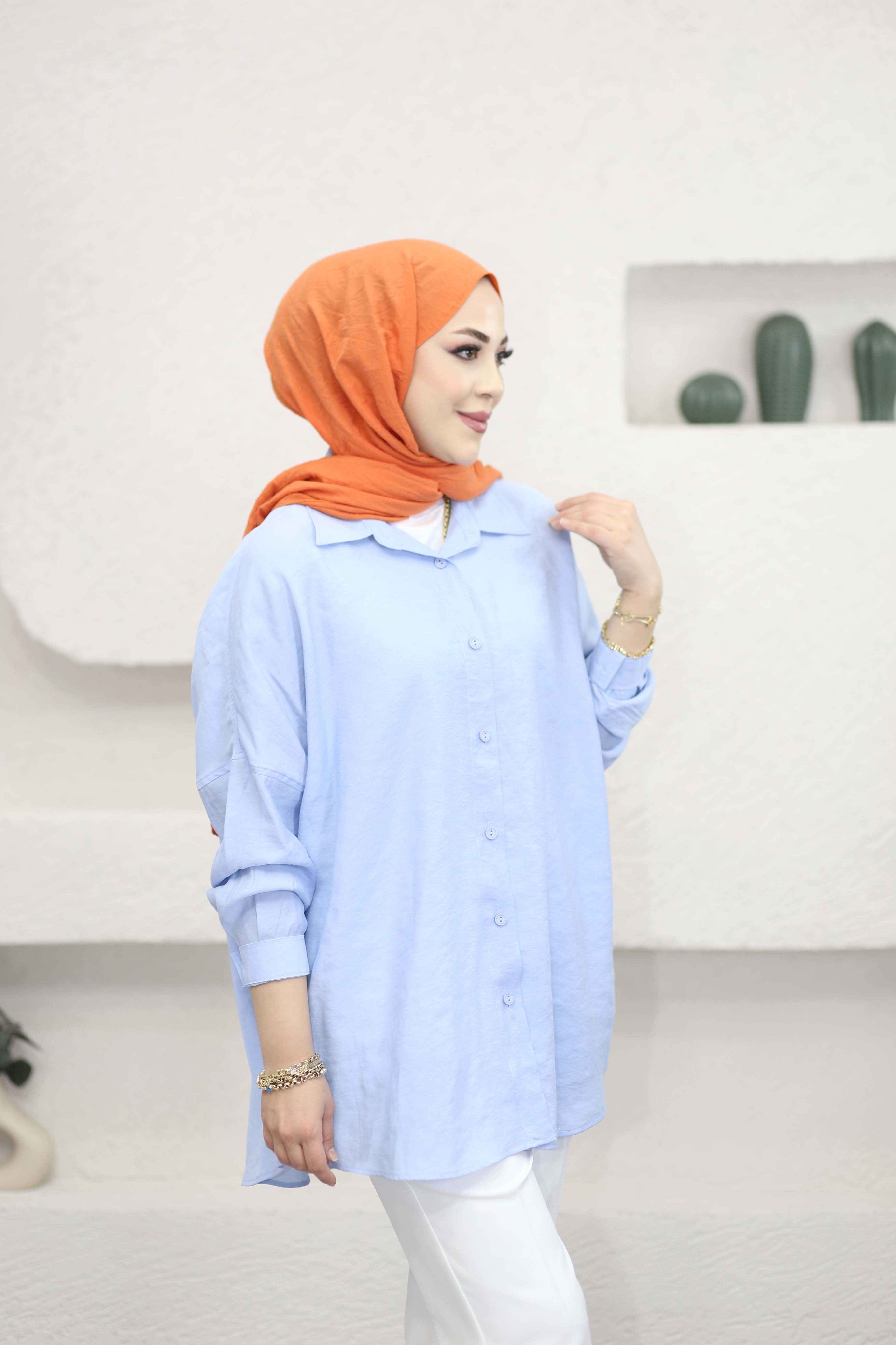 Düğmeli Salaş Gömlek Bebe Mavi 7539