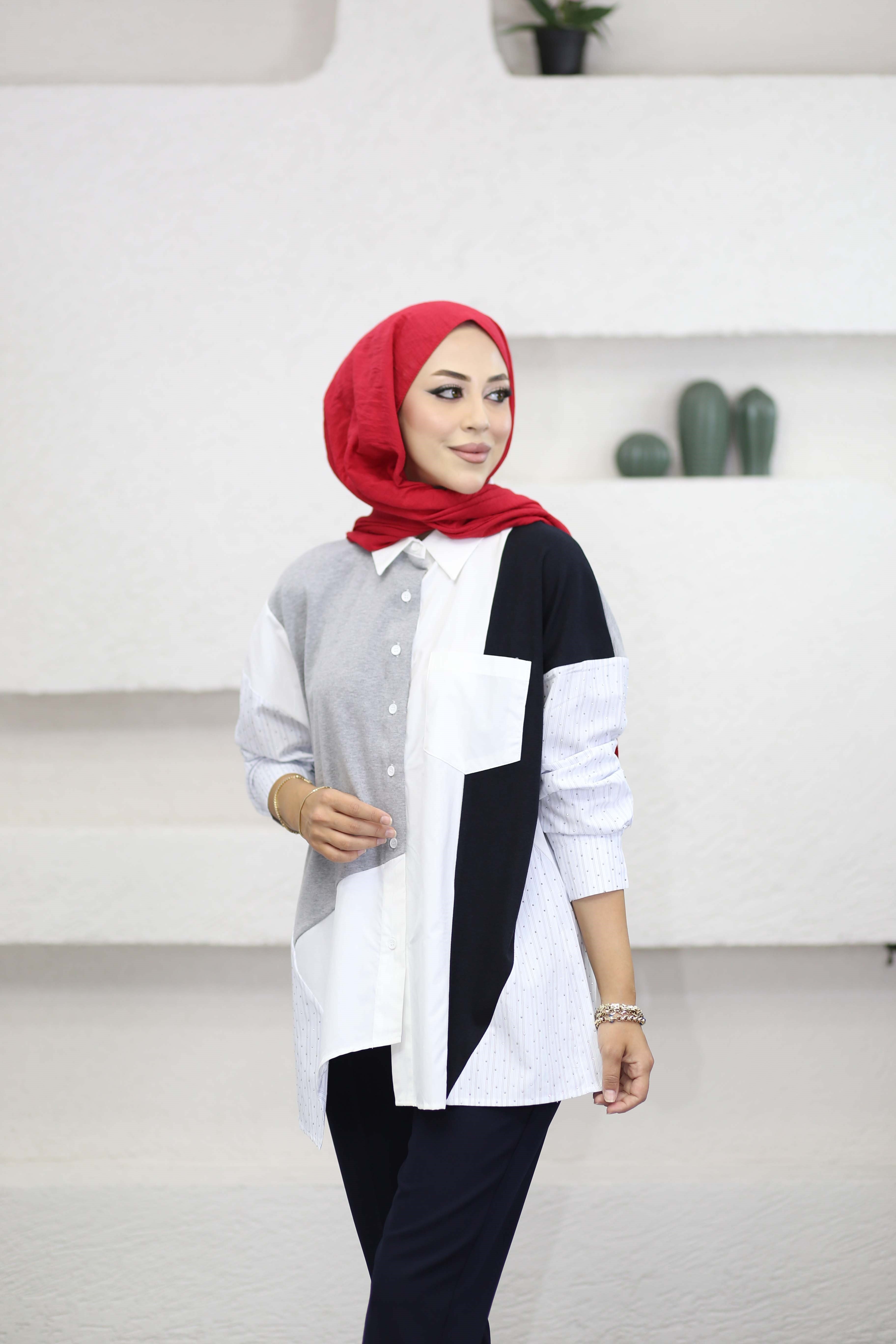 Taşlı İpkyl Gömlek Beyaz 5799