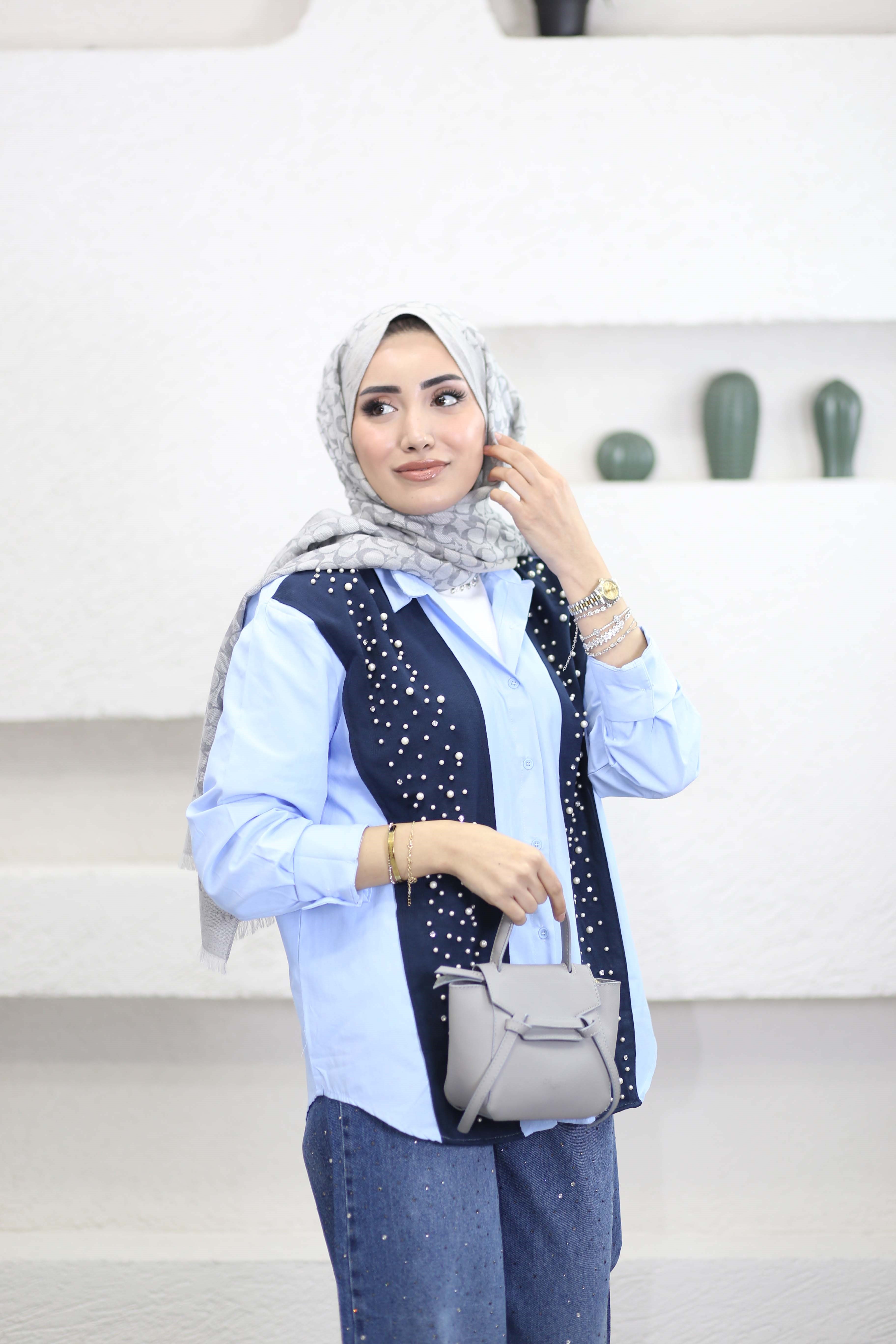 İnci Detaylı Gömlek Lacivert 2820