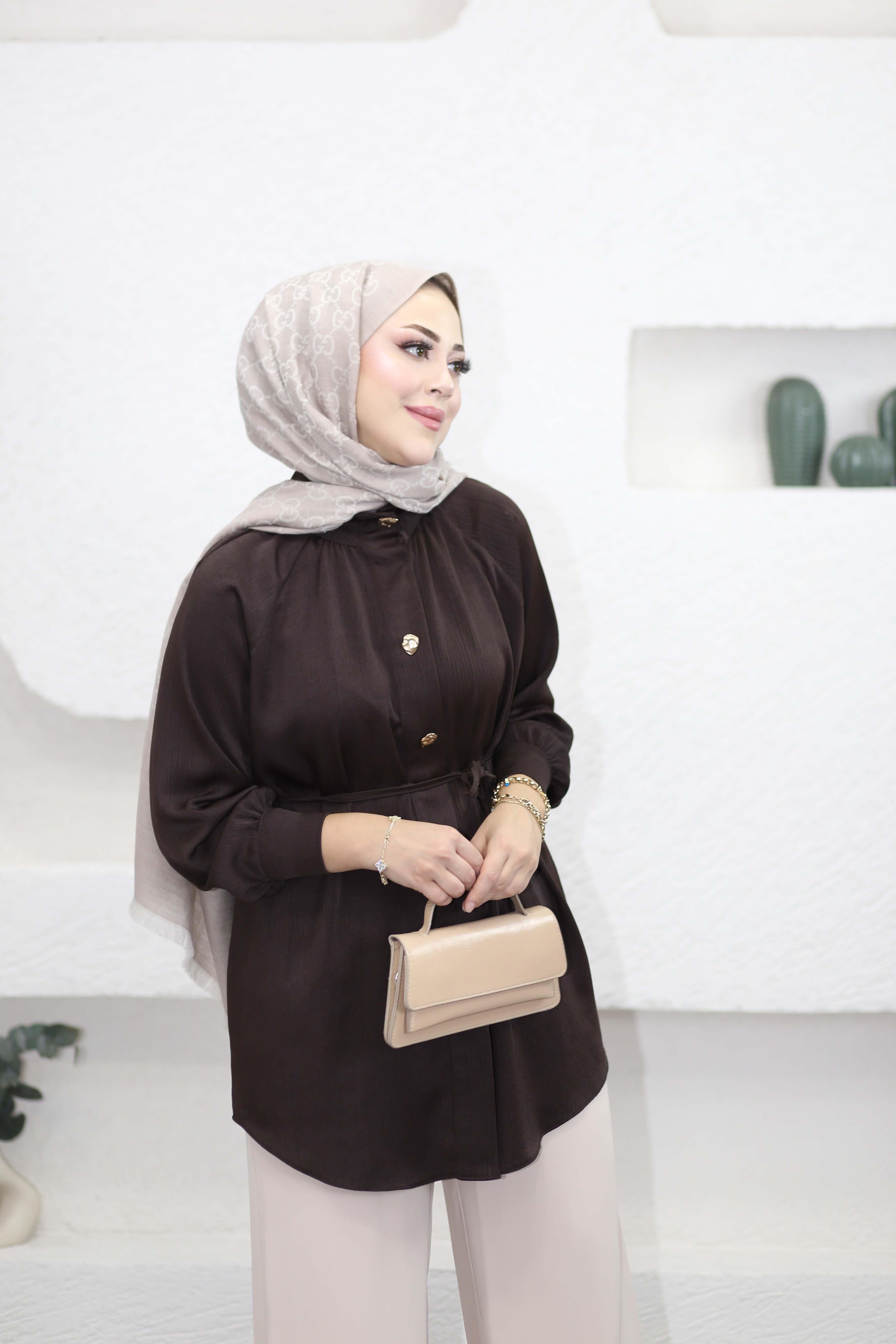 Pirinç Düğmeli Gömlek Kahverengi 5100