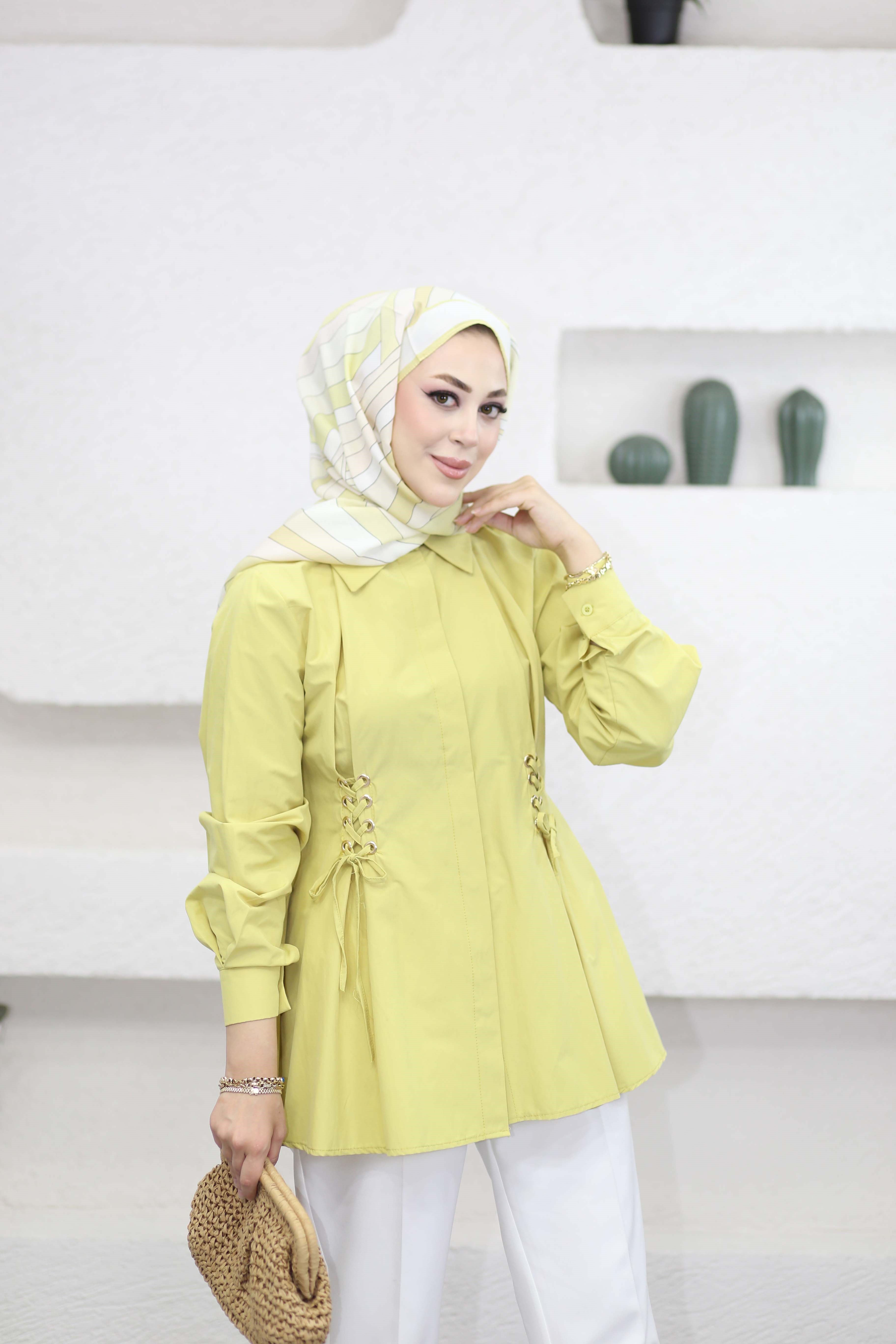 Kuş Gözlü Gömlek Fıstık Yeşil 8036