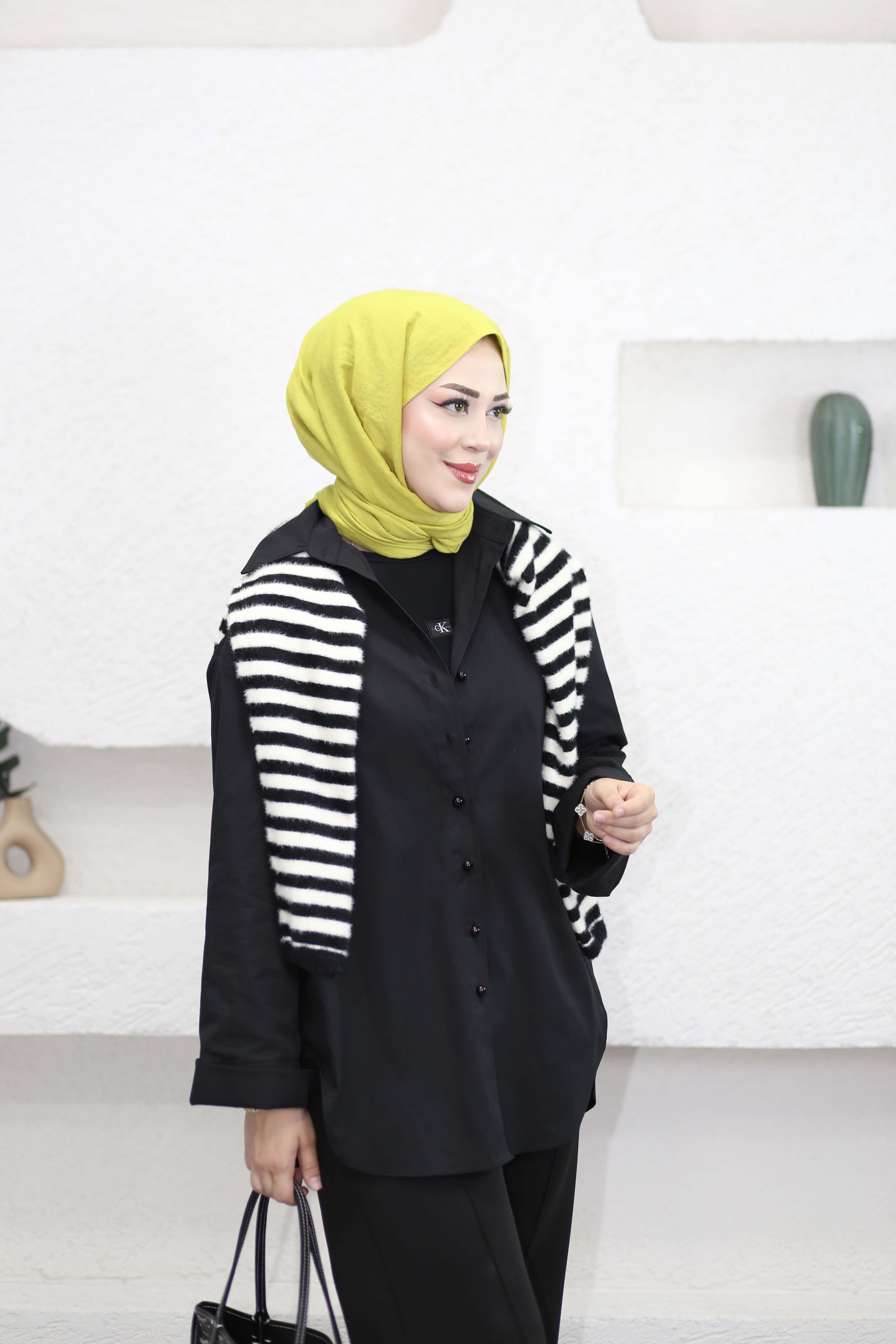 Bilye Düğmeli Gömlek Siyah 51194