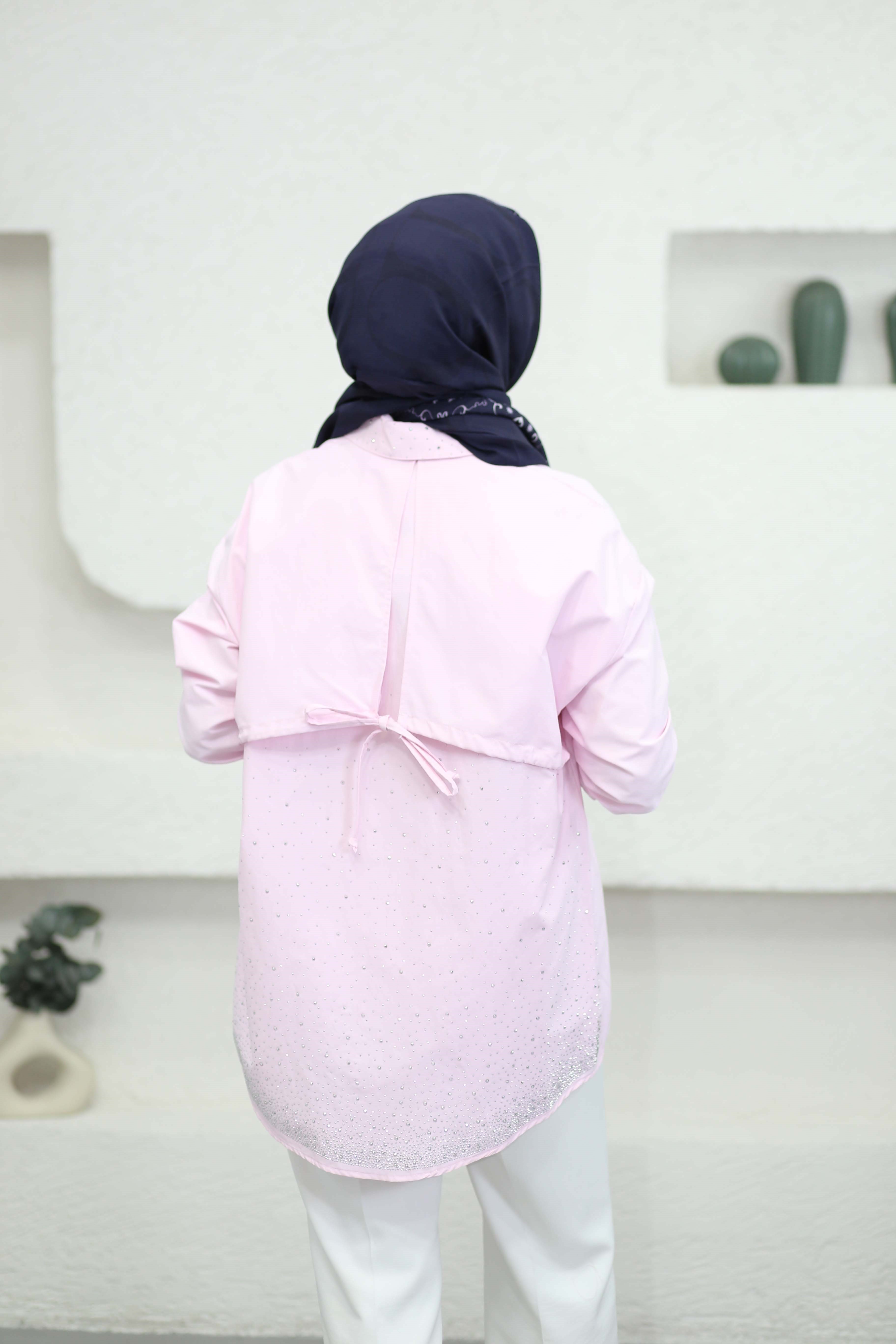Arkası Parıltı Gömlek Pembe 170345