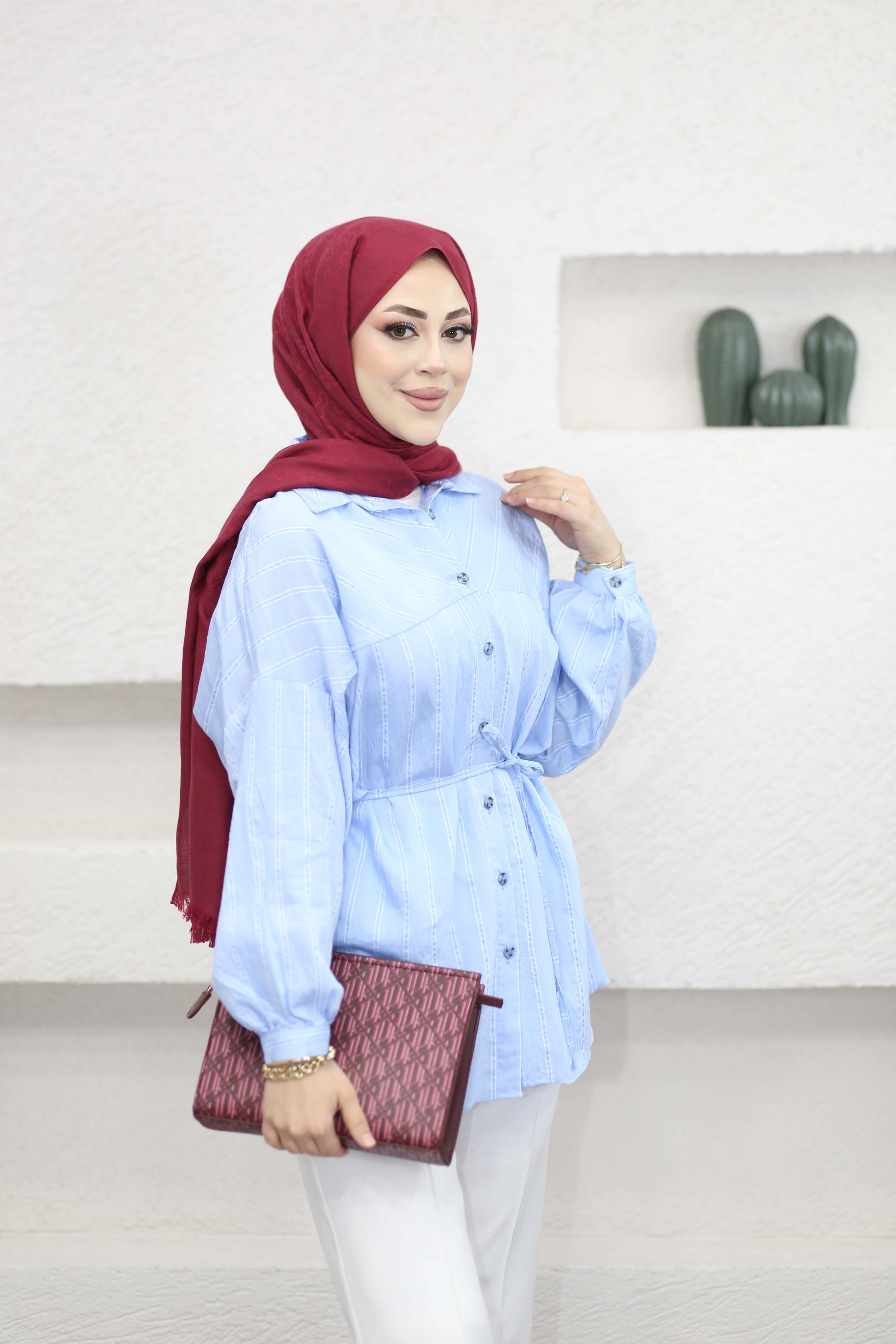 Çizgili Esio Gömlek Mavi 2285