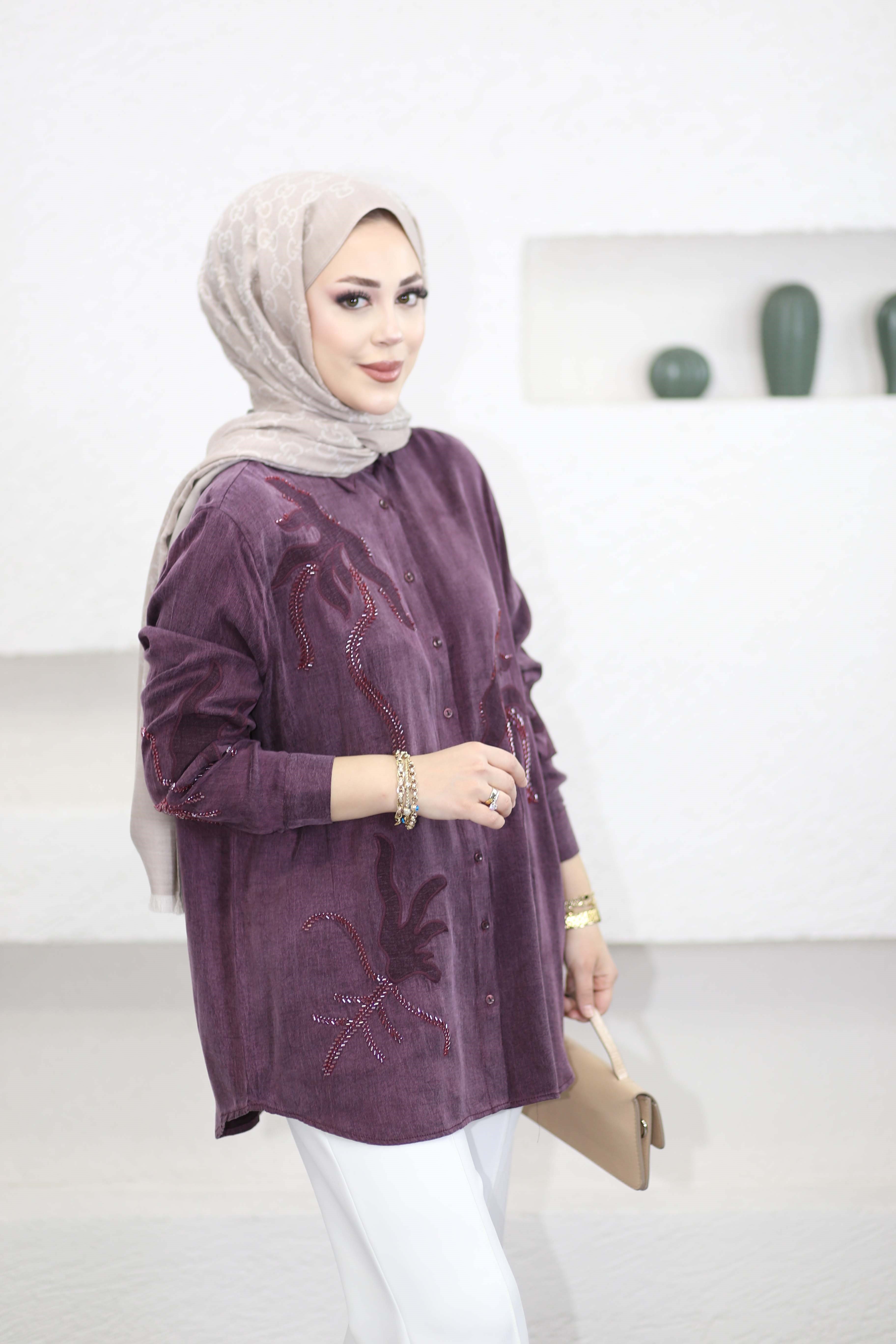 Nour Gömlek Mürdüm 2106