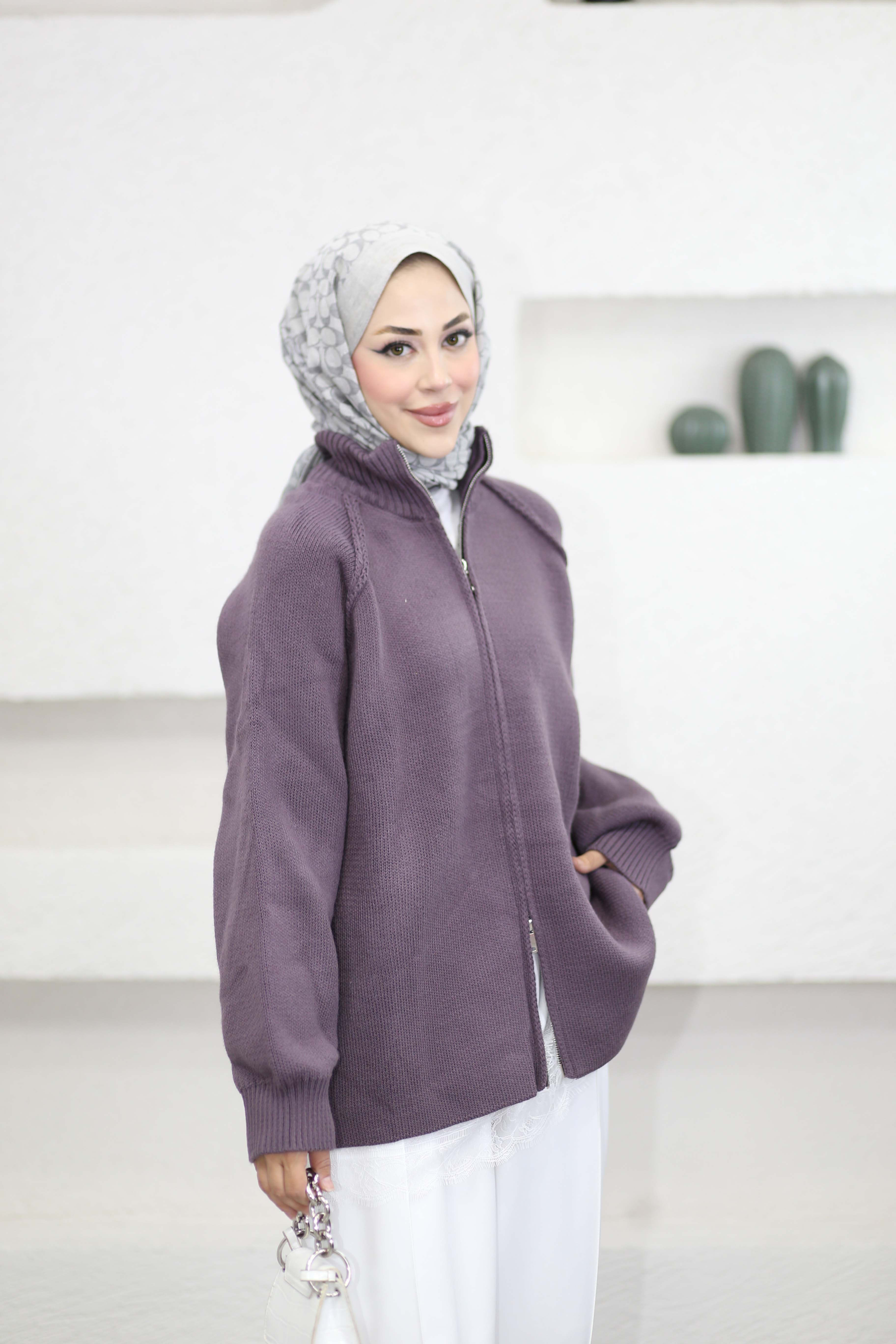 Rosie Fermuarlı Hırka Mor 25800