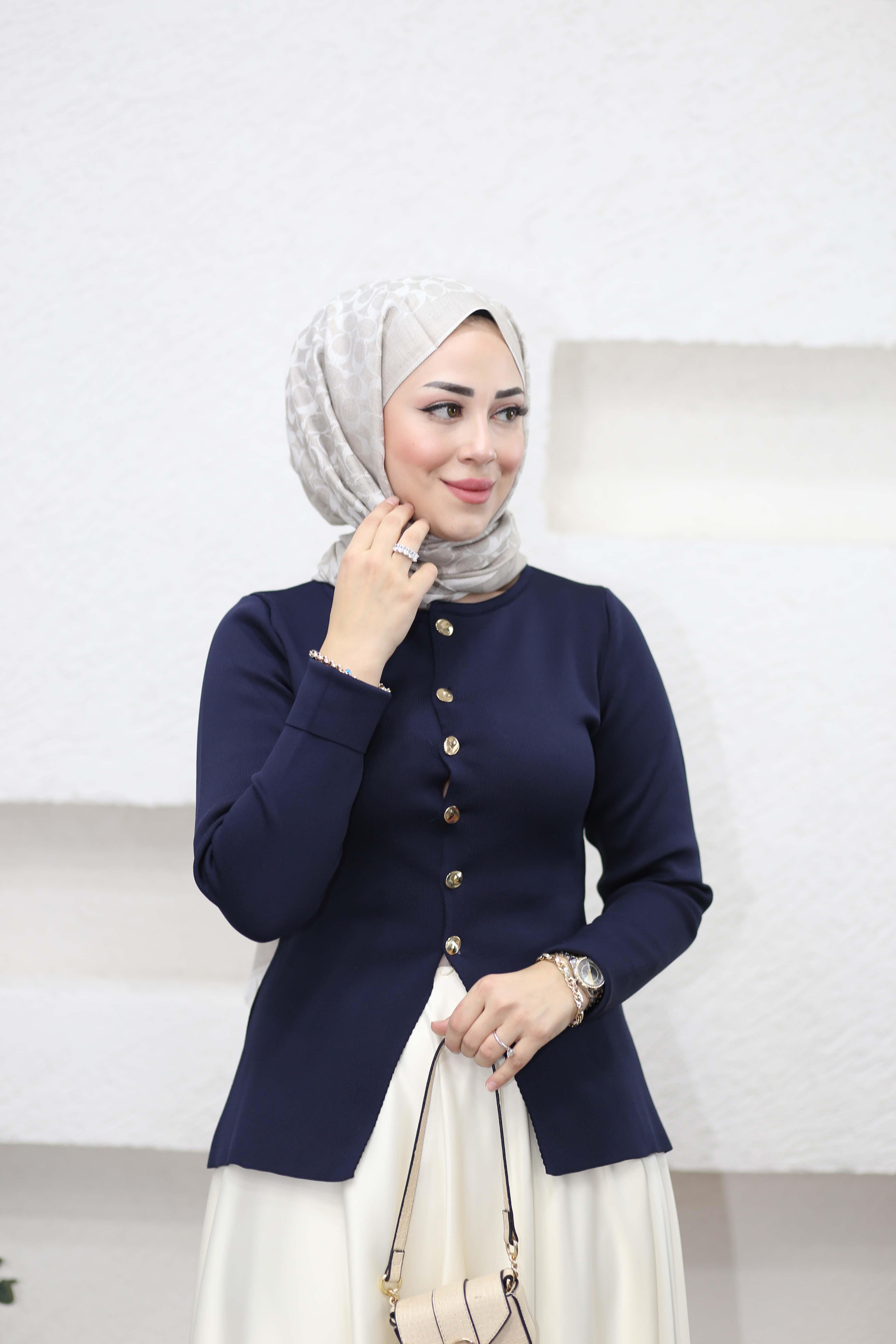 Belden Oturmalı Triko Hırka Lacivert 5025