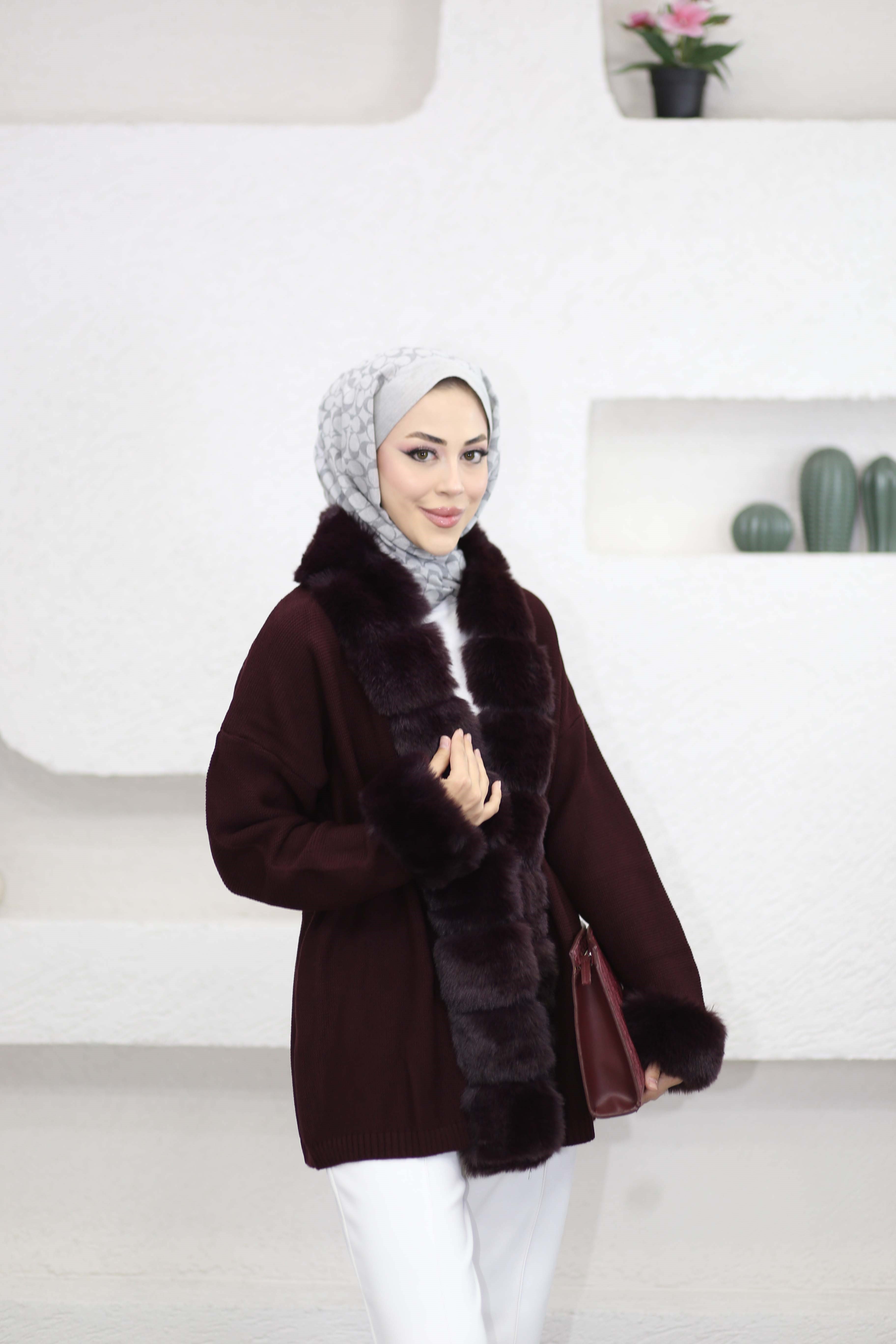 Jessı Kürk Hırka Bordo 26226