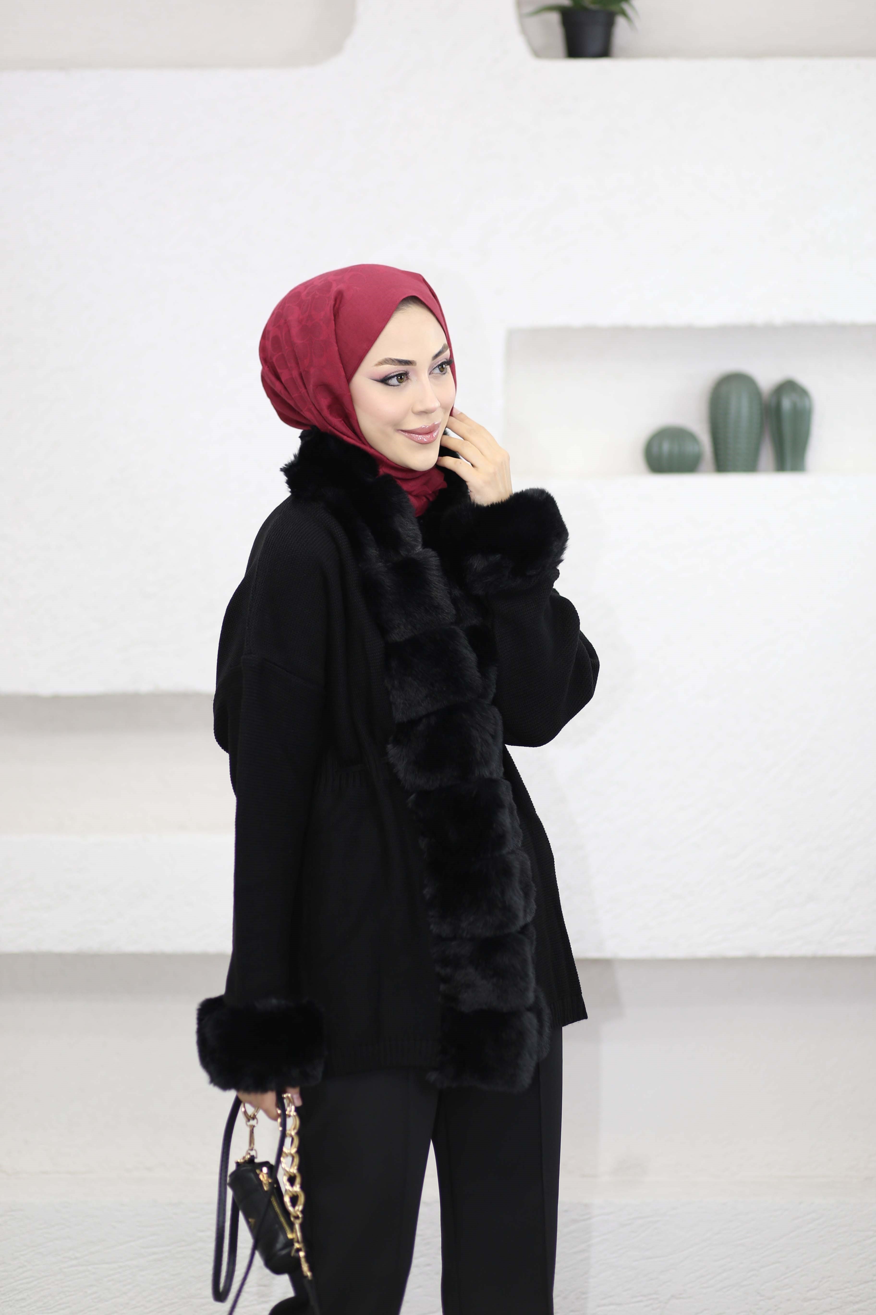 Jessı Kürk Hırka Siyah 26226