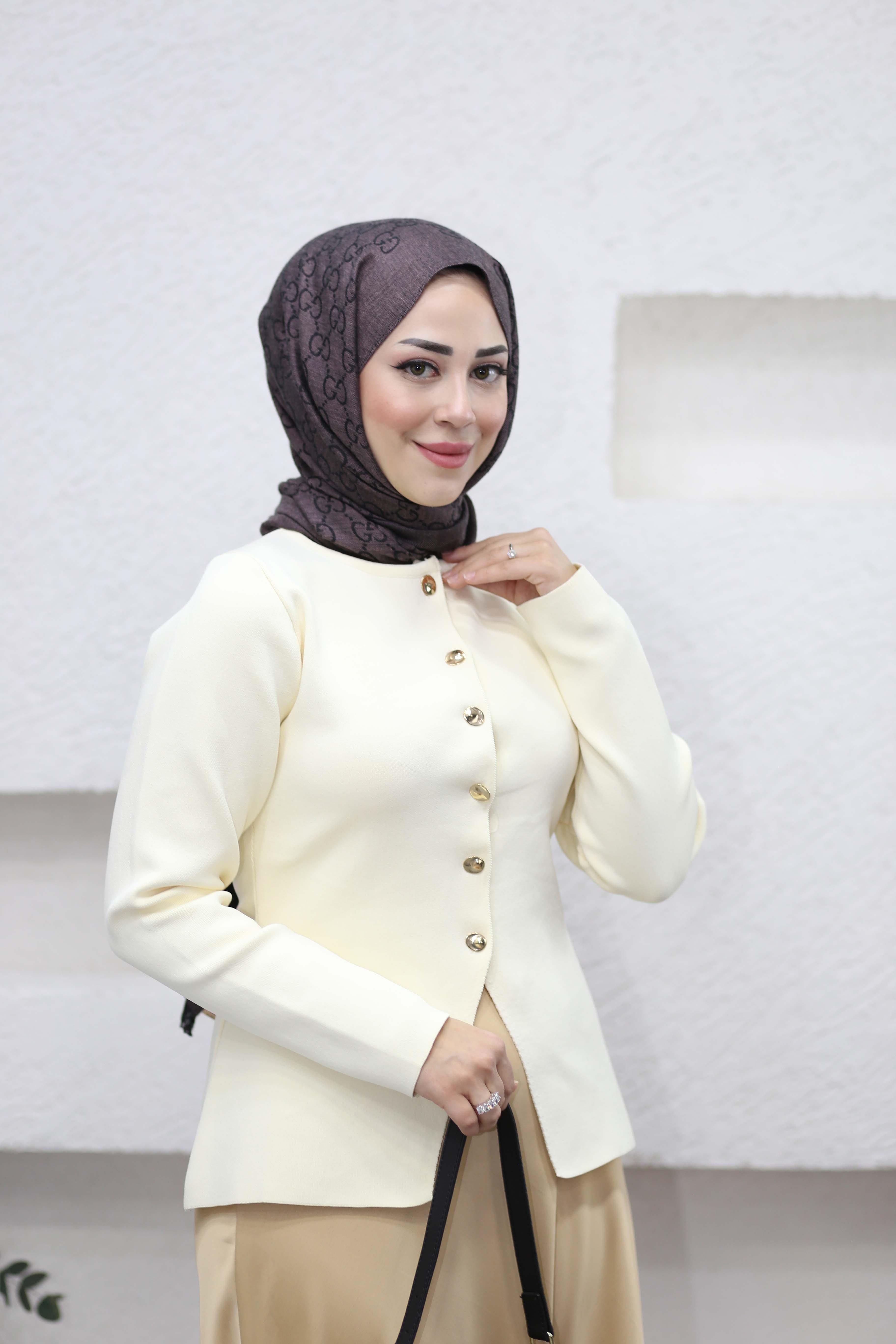 Belden Oturmalı Triko Hırka Ekru 5025