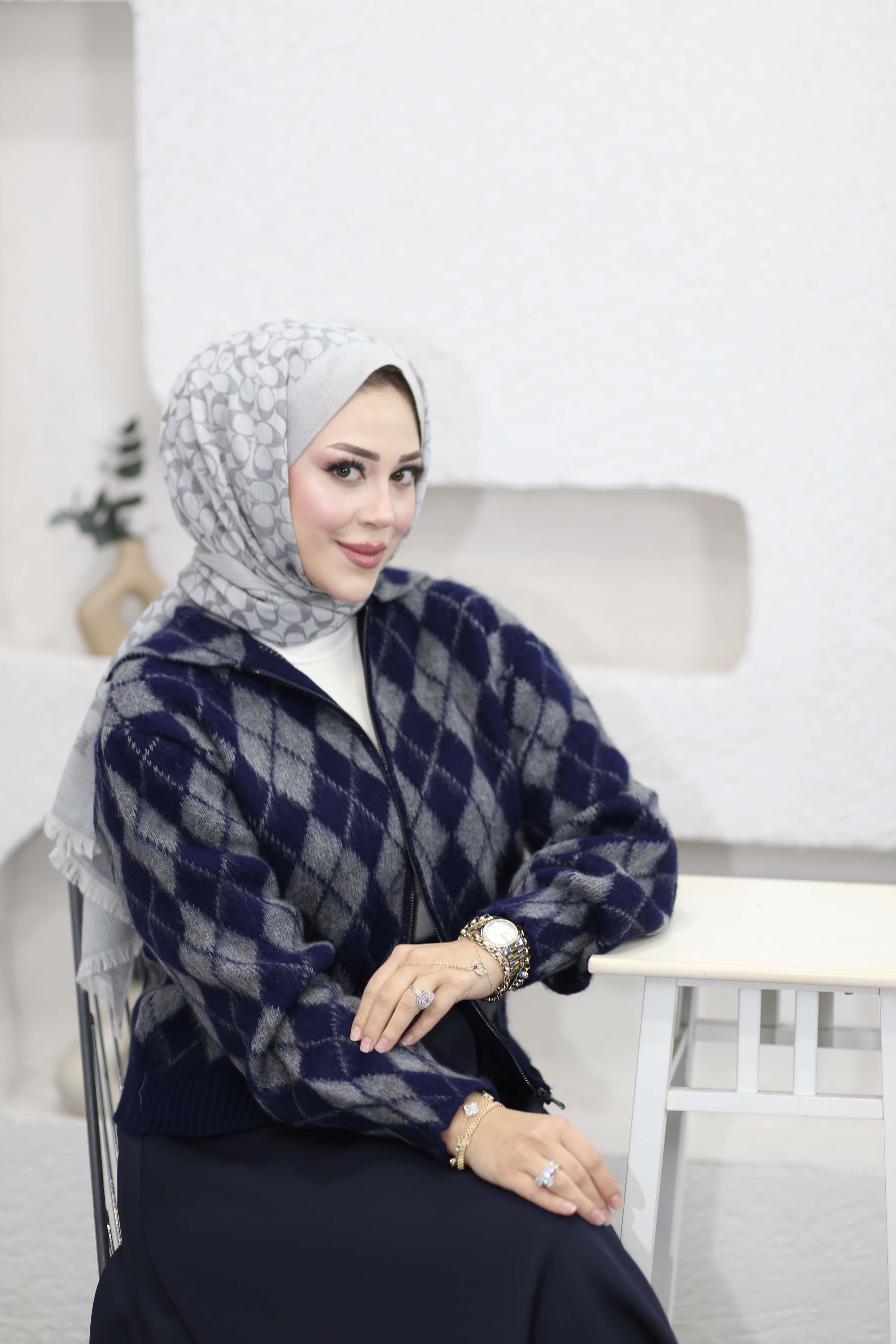 Baklava Desen Hırka Lacivert 36900