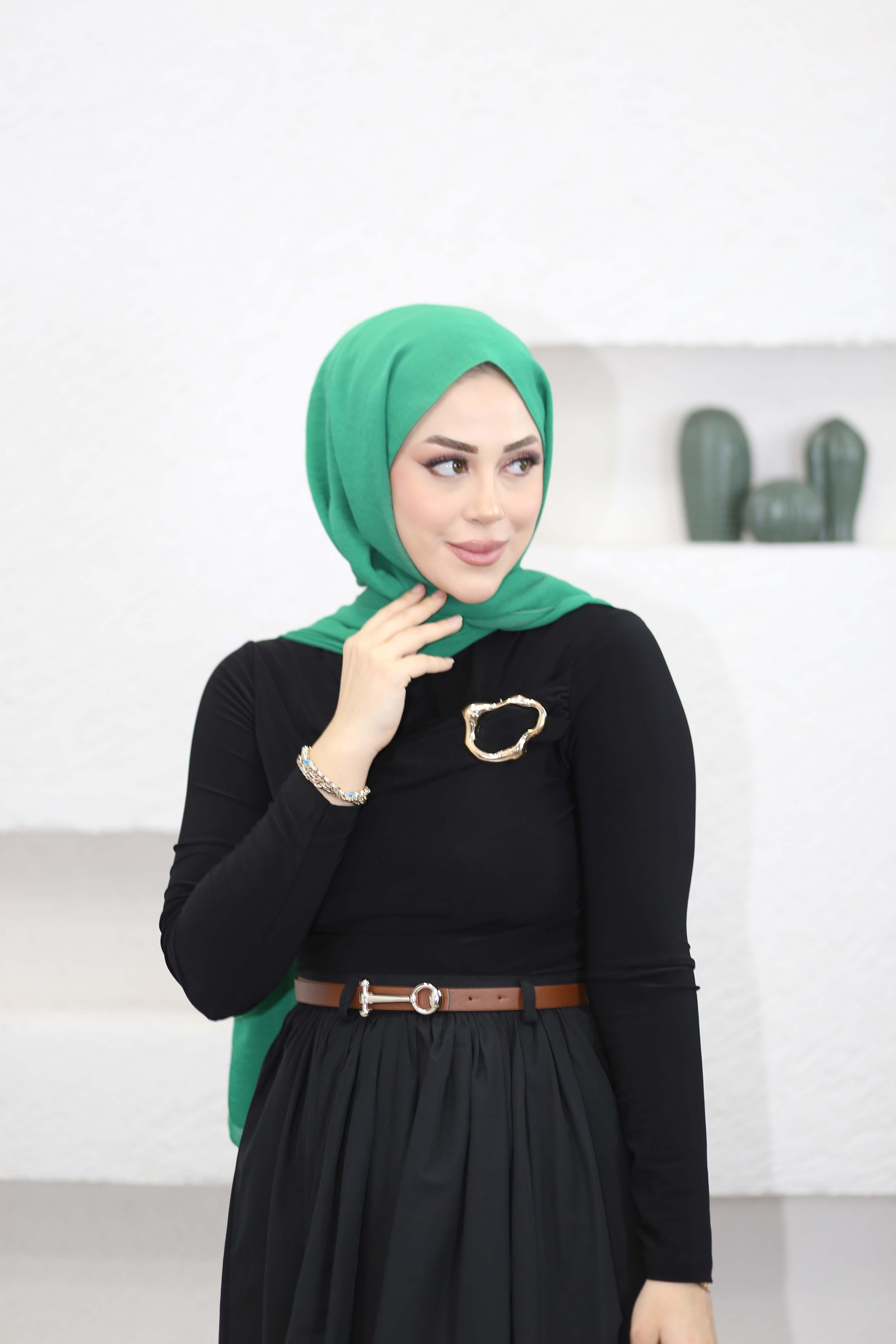 Göğsü Tokalı Bluz Siyah 13949