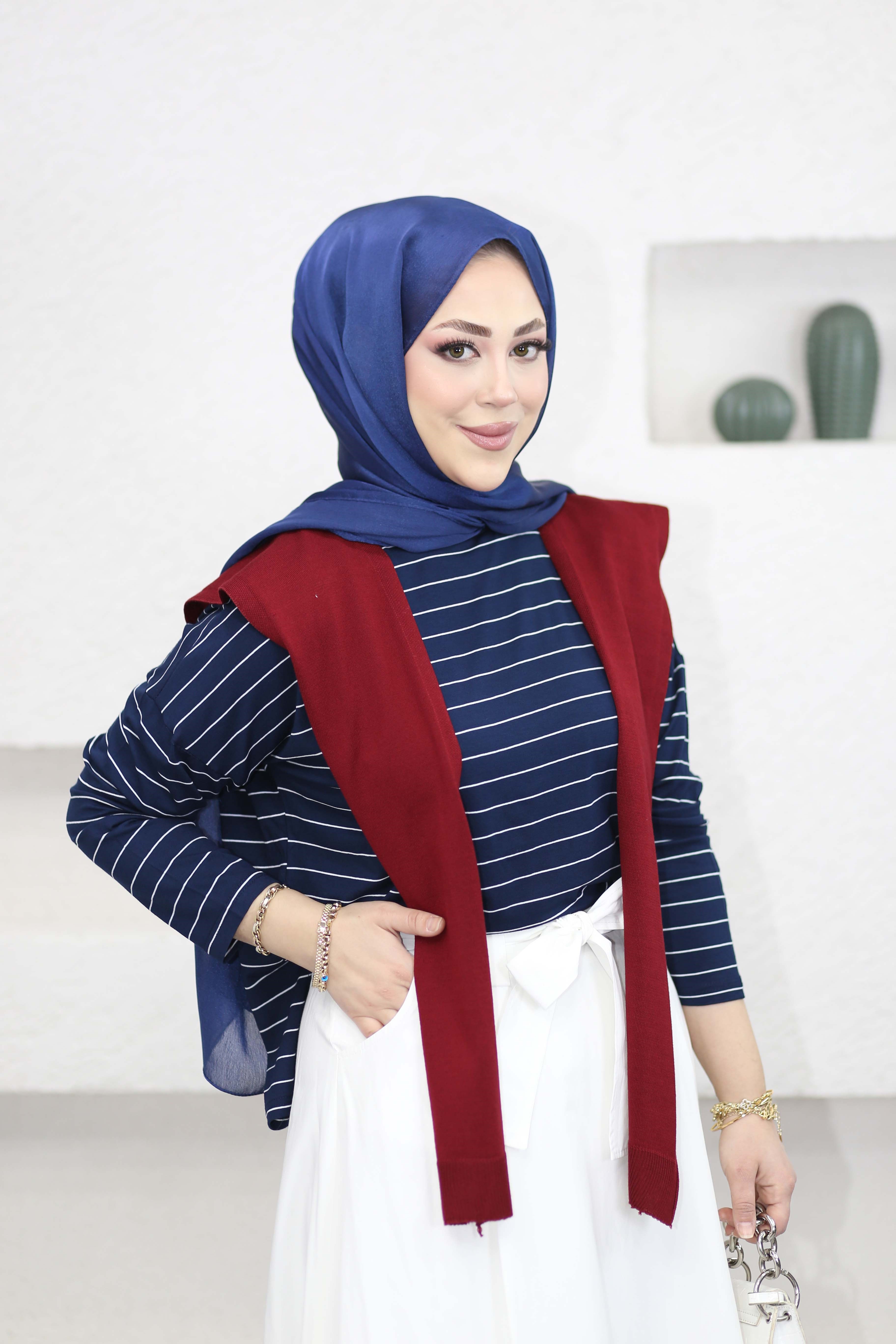 Çizgili Basıc Badi Lacivert 24290