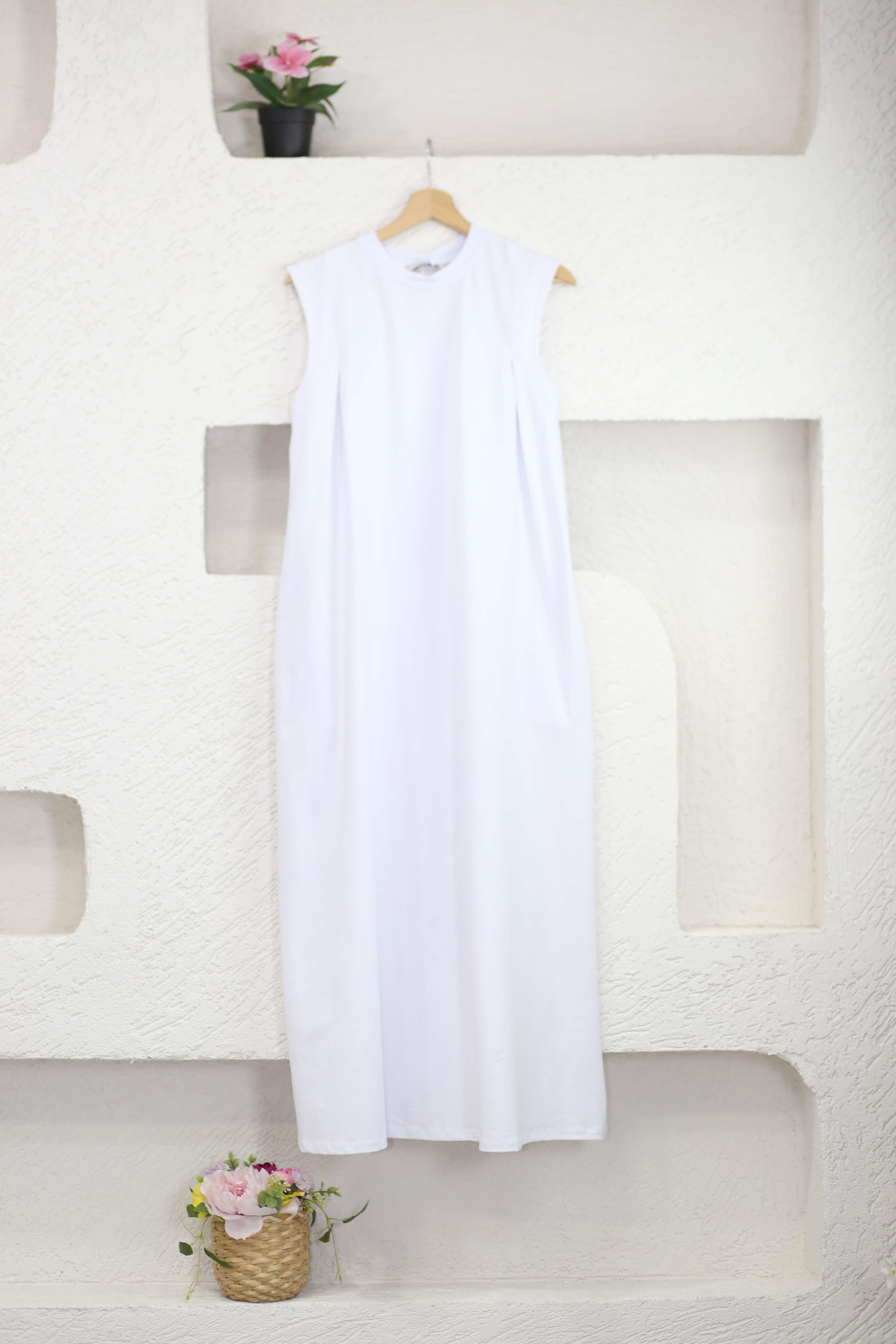 Poplin Süprem Elbise Beyaz 3058