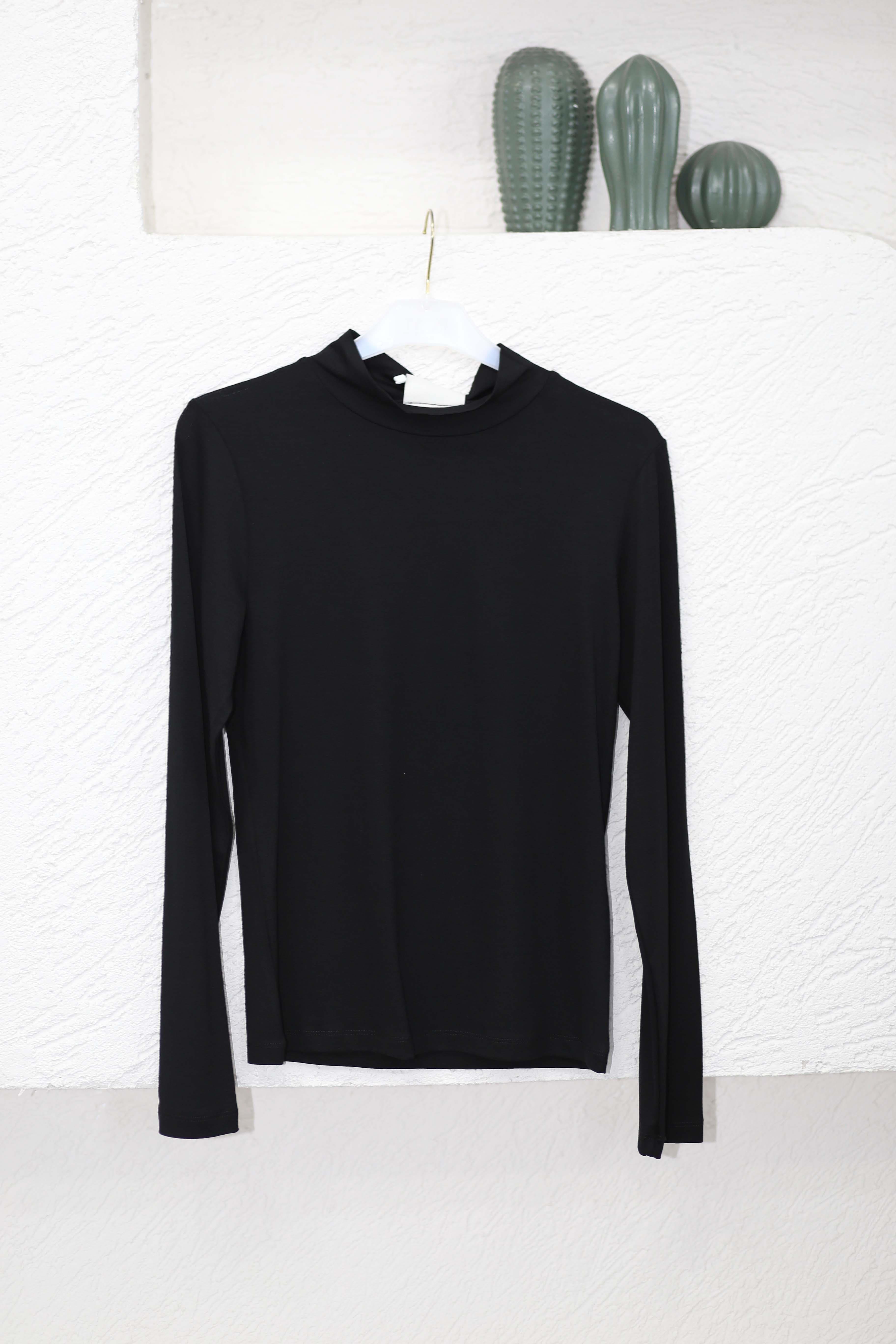 Yüksek Yaka Uzun Kol Body Siyah 3078