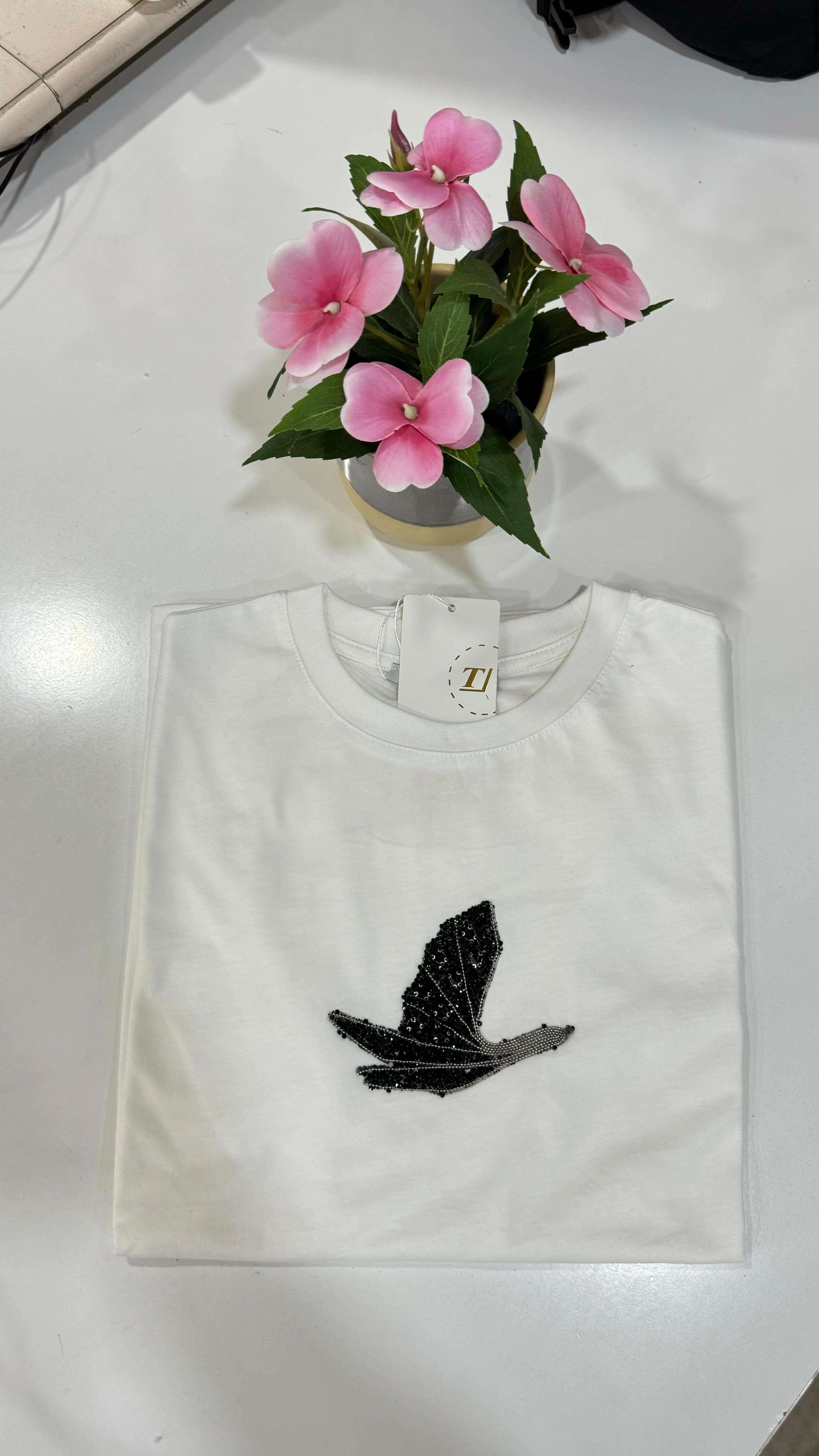 Taşlı Kanat Tunik Beyaz 2059