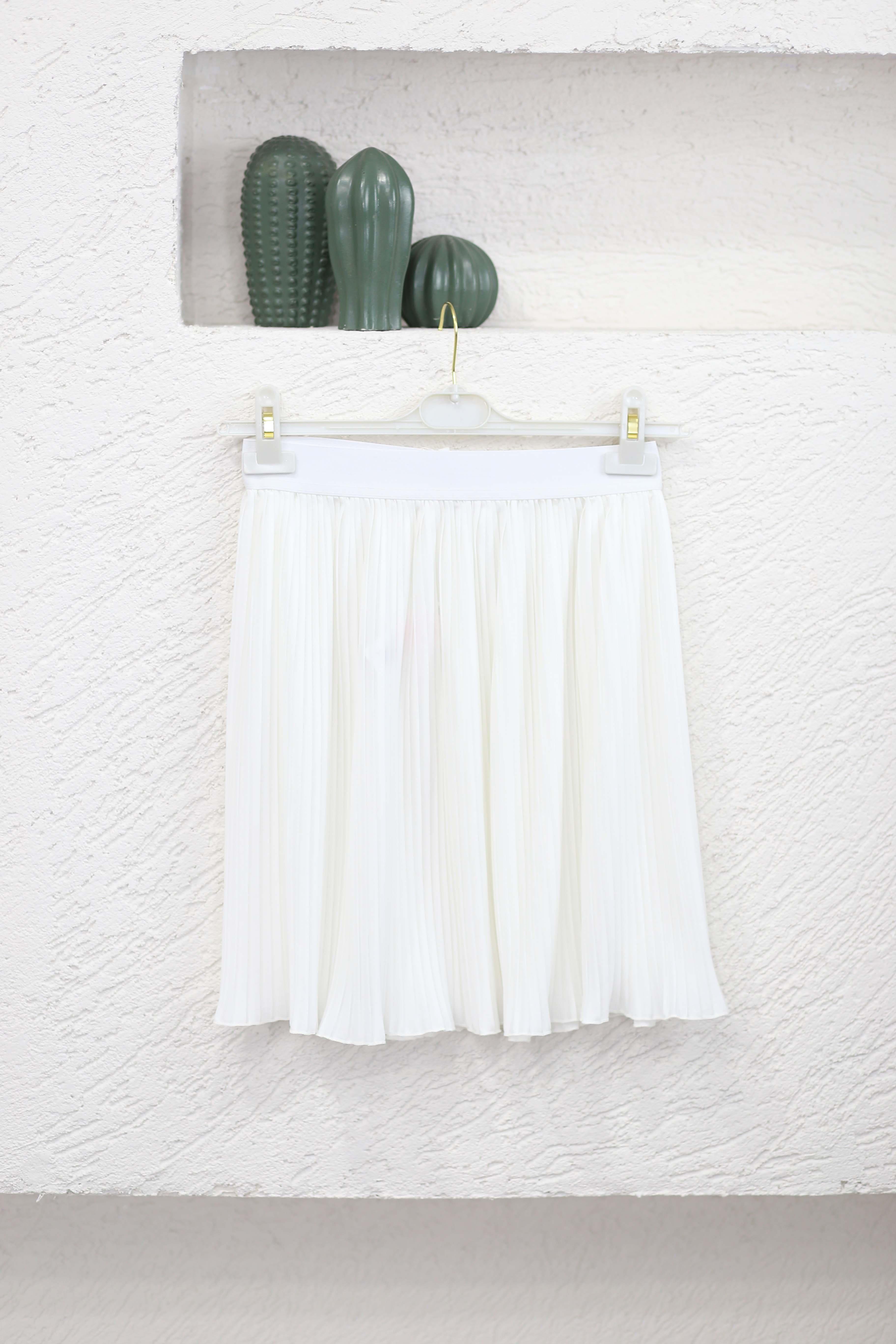 Sık Pile Etek İçlik Beyaz 2855