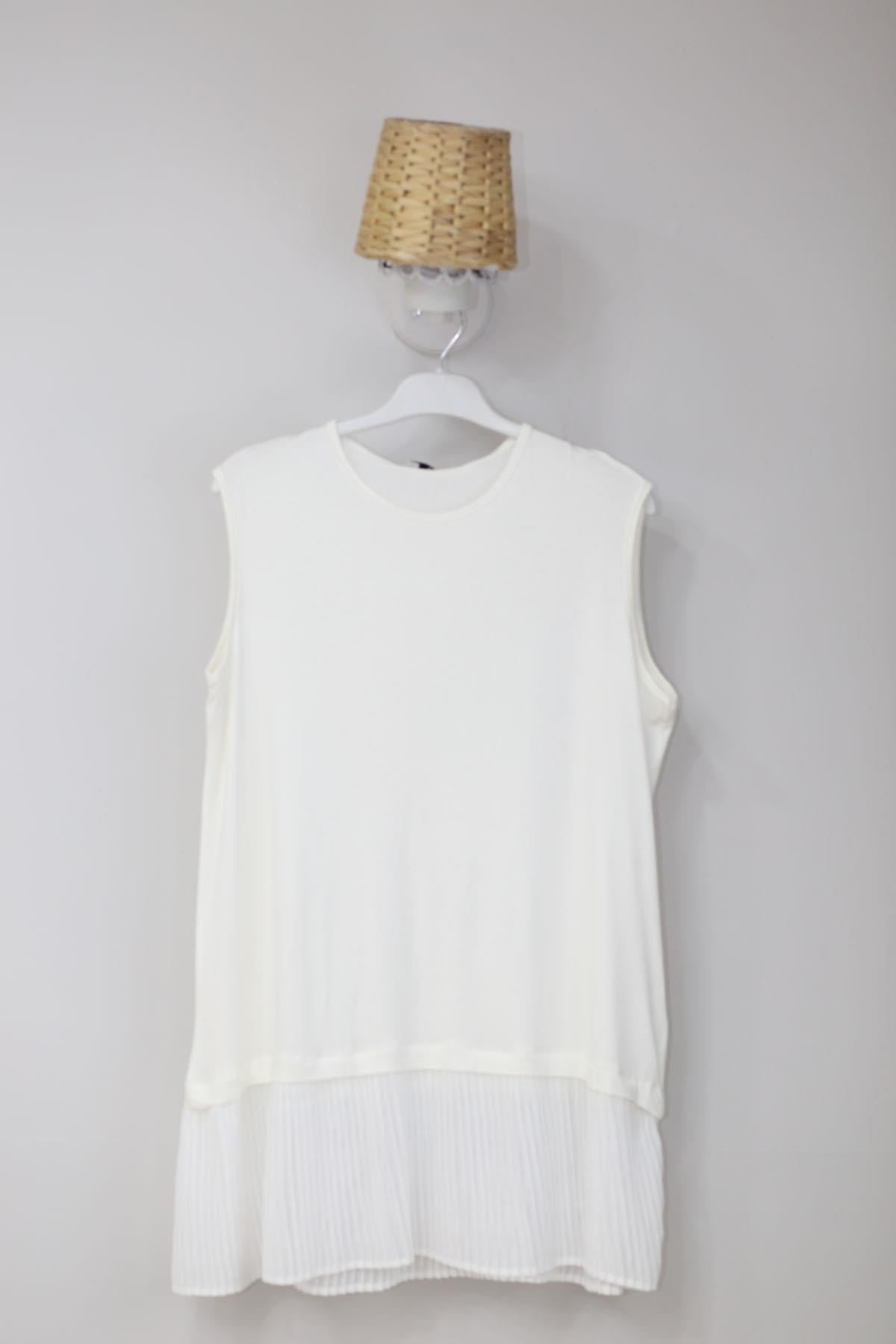 Piliseli Penye İçlik Beyaz 2049