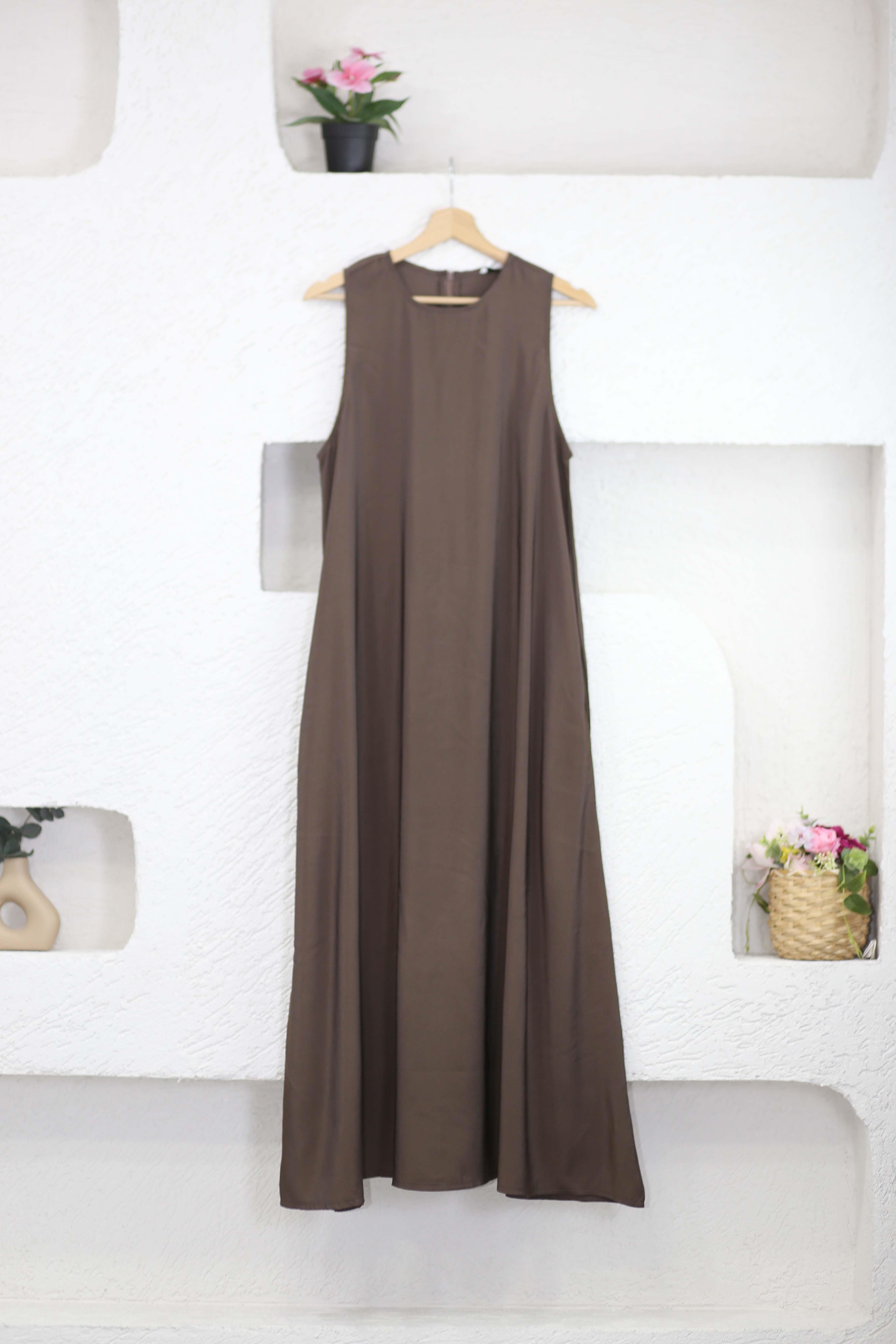 Fırfır Kol Elbise Kahverengi 3202