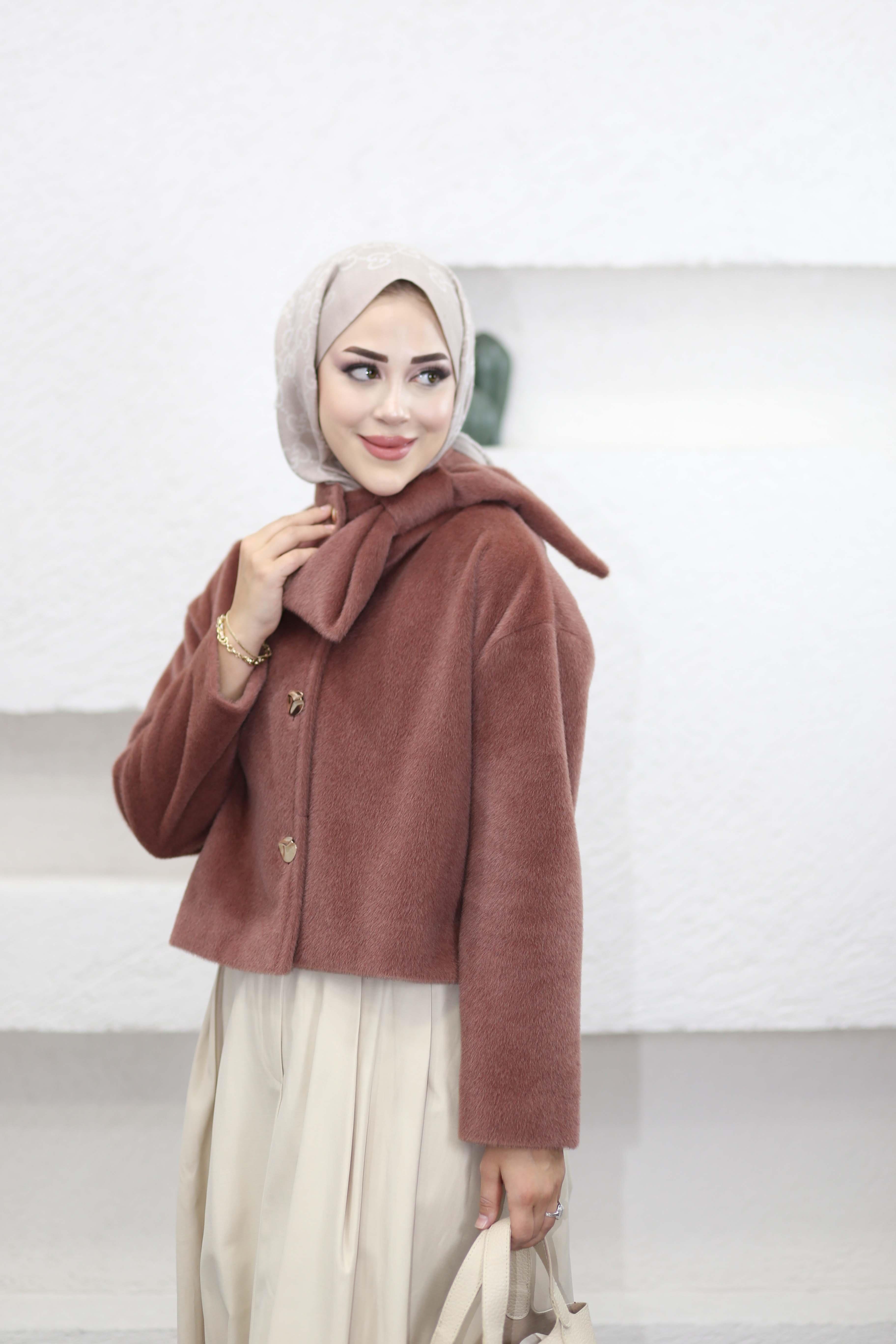 Noirella Fiyonklu Kısa Kaban Bakır 8050