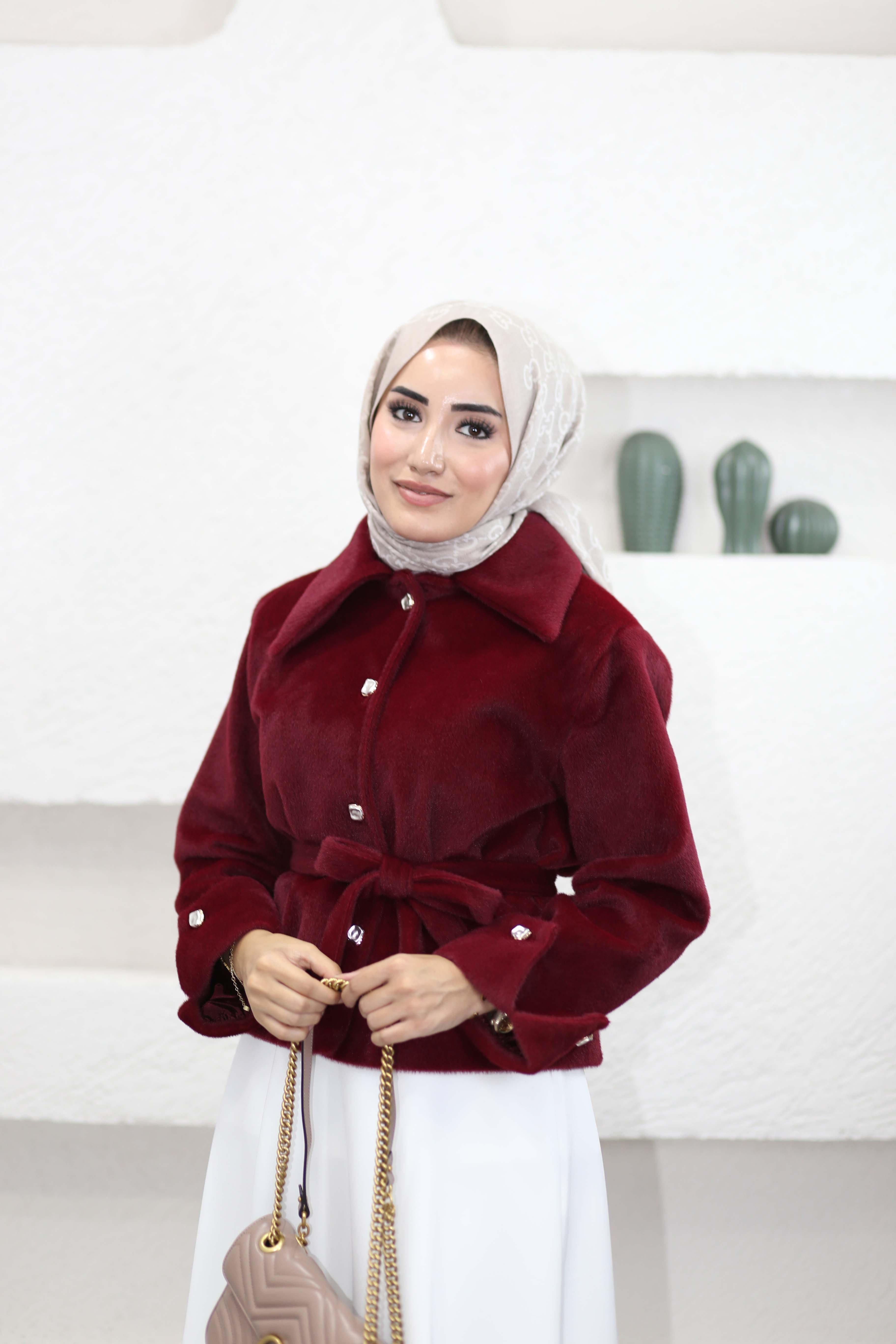 Maison Double Manşetli Kaban Bordo 6940